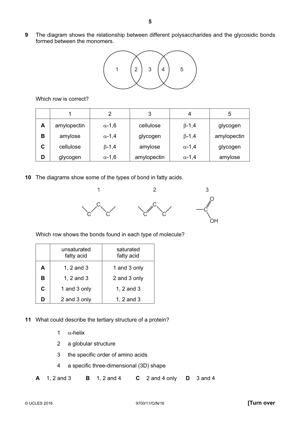 Cambridge A Level Biology 9700 2016 Oct/Nov Paper 1 · Variant 1 question paper, page 5 of 16