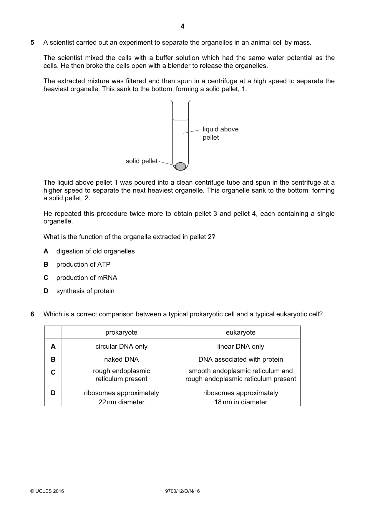 Cambridge A Level Biology 9700 2016 Oct/Nov Paper 1 · Variant 2 question paper, page 4 of 16