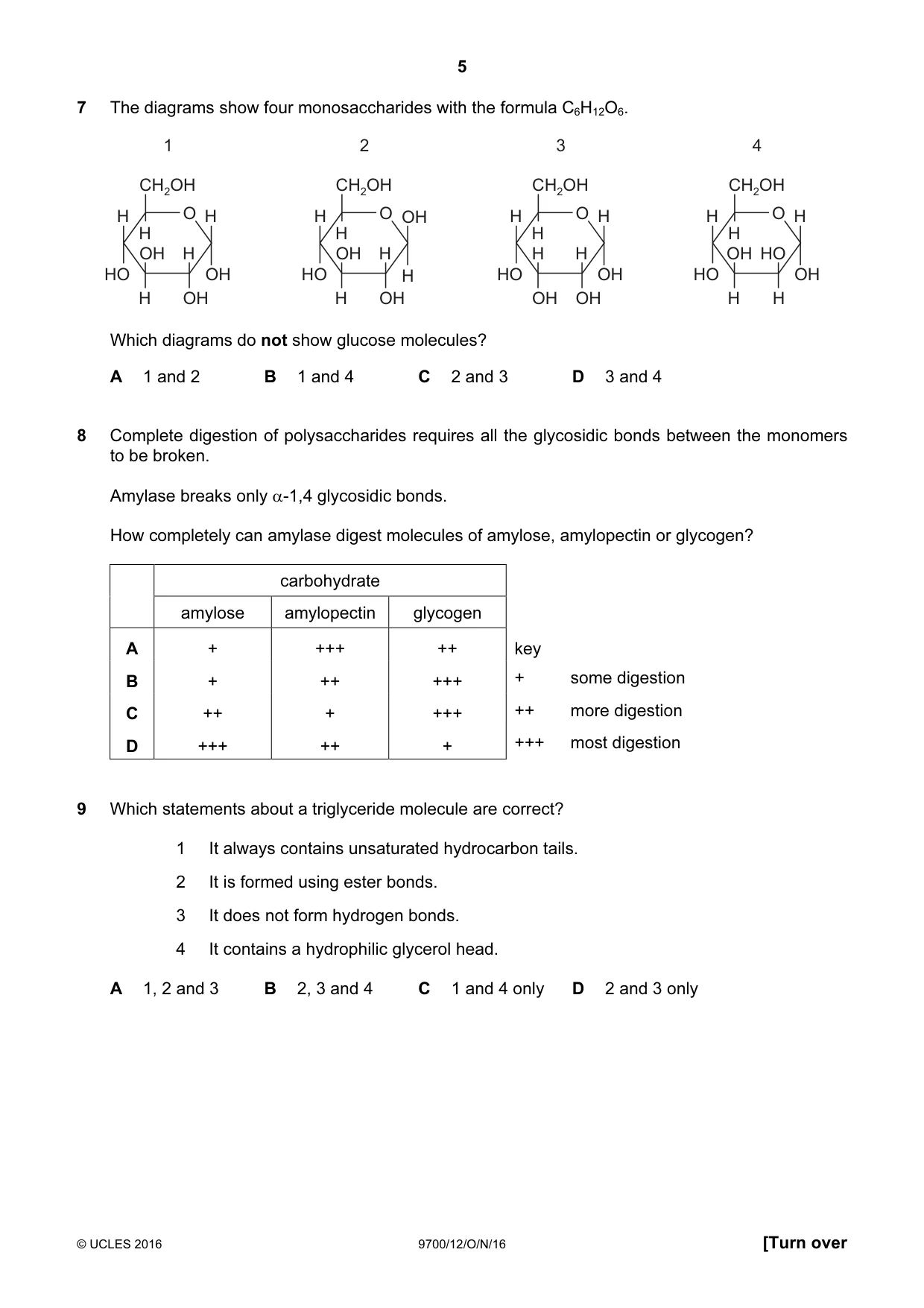 Cambridge A Level Biology 9700 2016 Oct/Nov Paper 1 · Variant 2 question paper, page 5 of 16