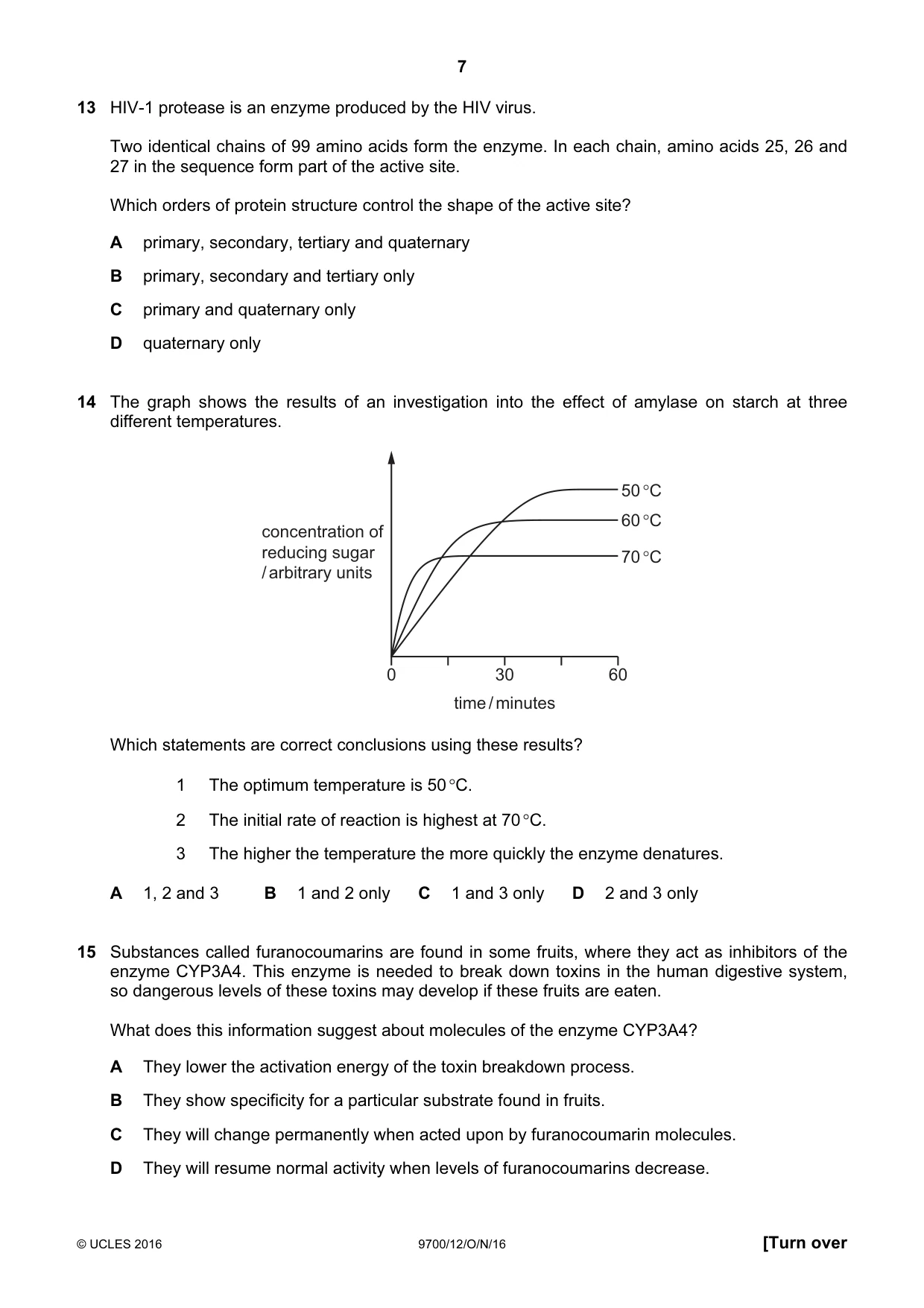 Cambridge A Level Biology 9700 2016 Oct/Nov Paper 1 · Variant 2 question paper, page 7 of 16