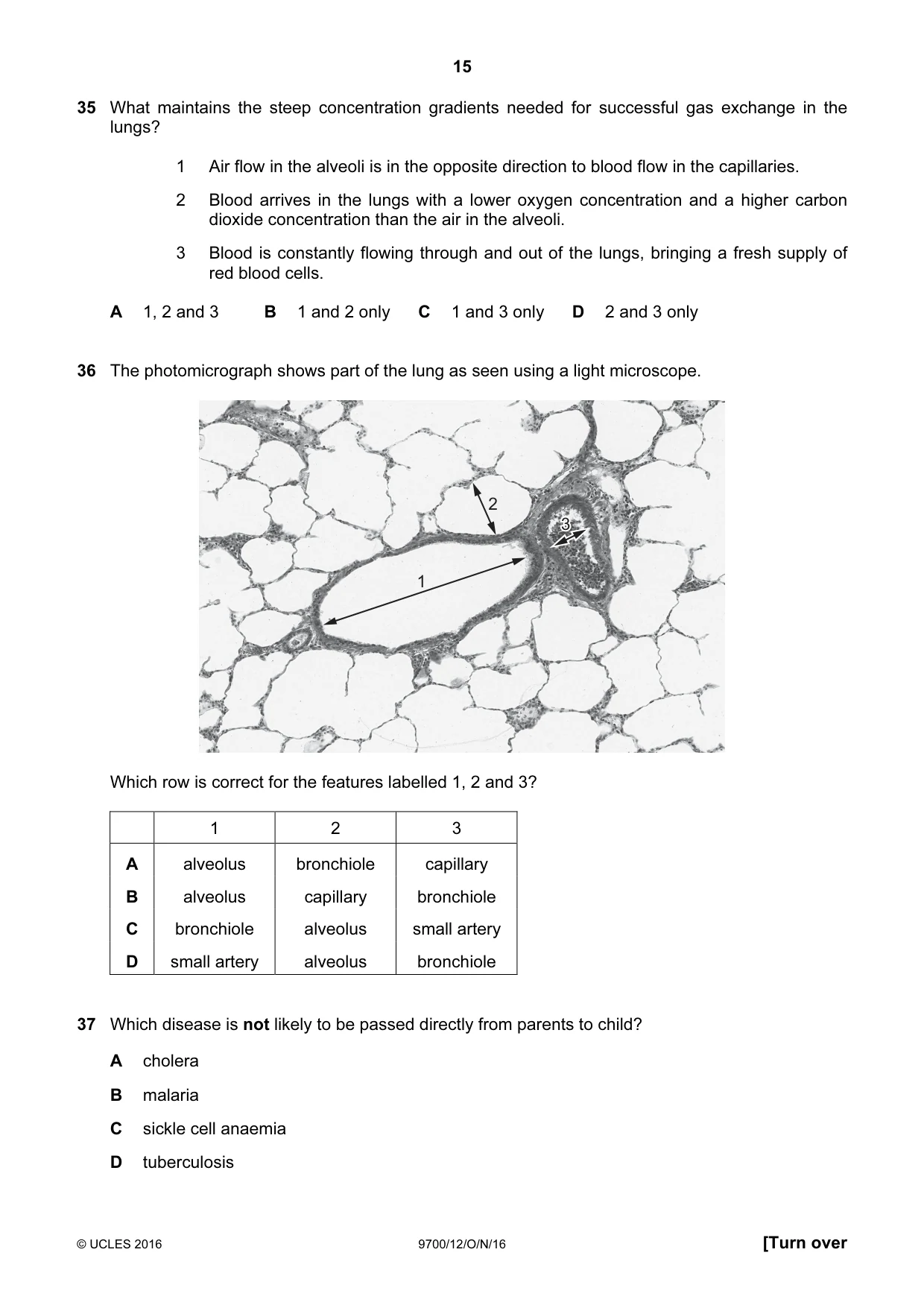 Cambridge A Level Biology 9700 2016 Oct/Nov Paper 1 · Variant 2 question paper, page 15 of 16