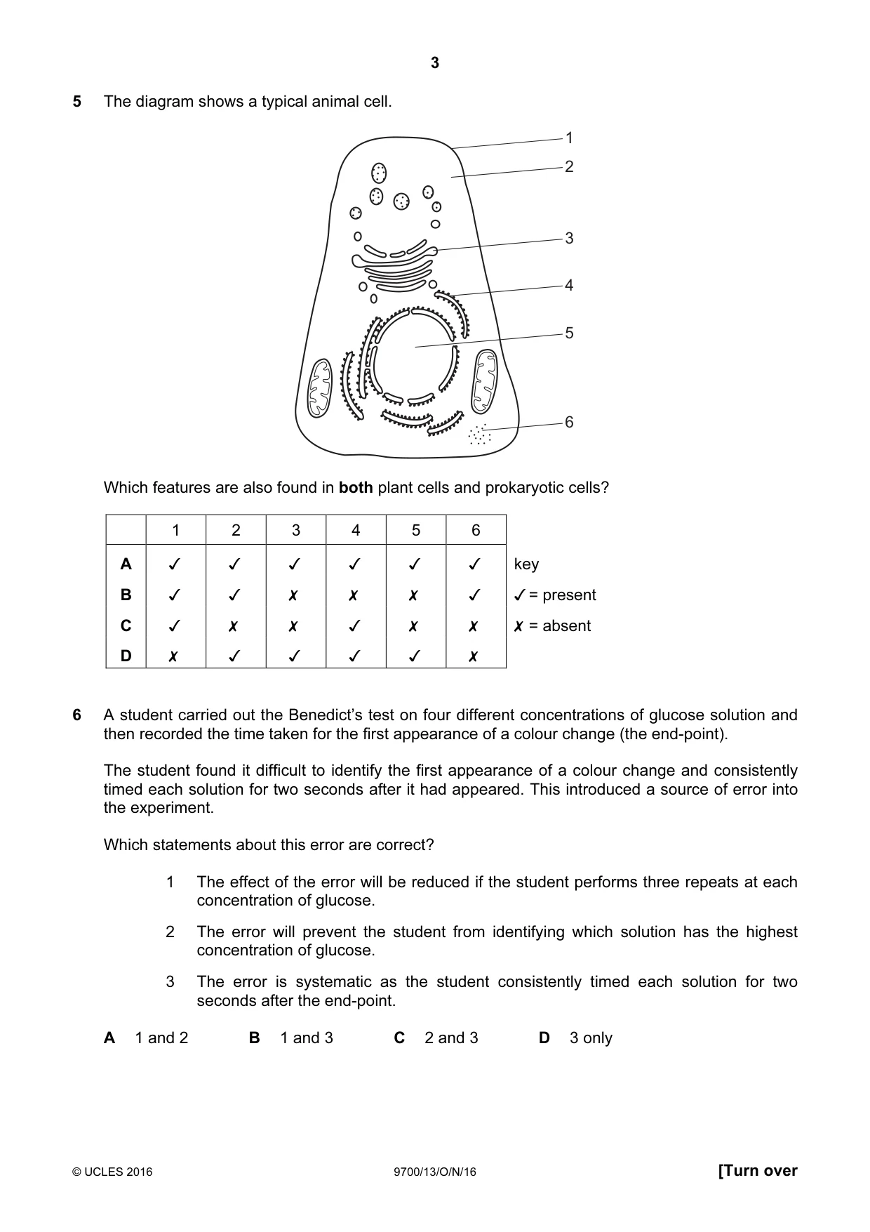 Cambridge A Level Biology 9700 2016 Oct/Nov Paper 1 · Variant 3 question paper, page 3 of 20