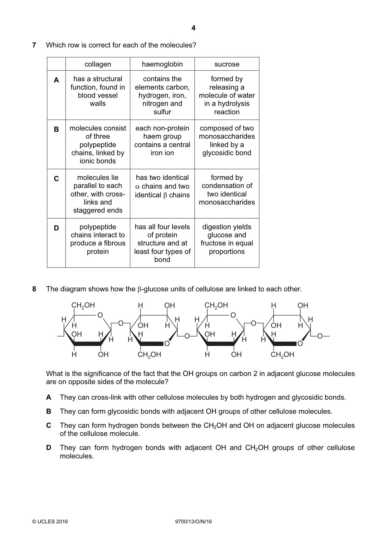 Cambridge A Level Biology 9700 2016 Oct/Nov Paper 1 · Variant 3 question paper, page 4 of 20