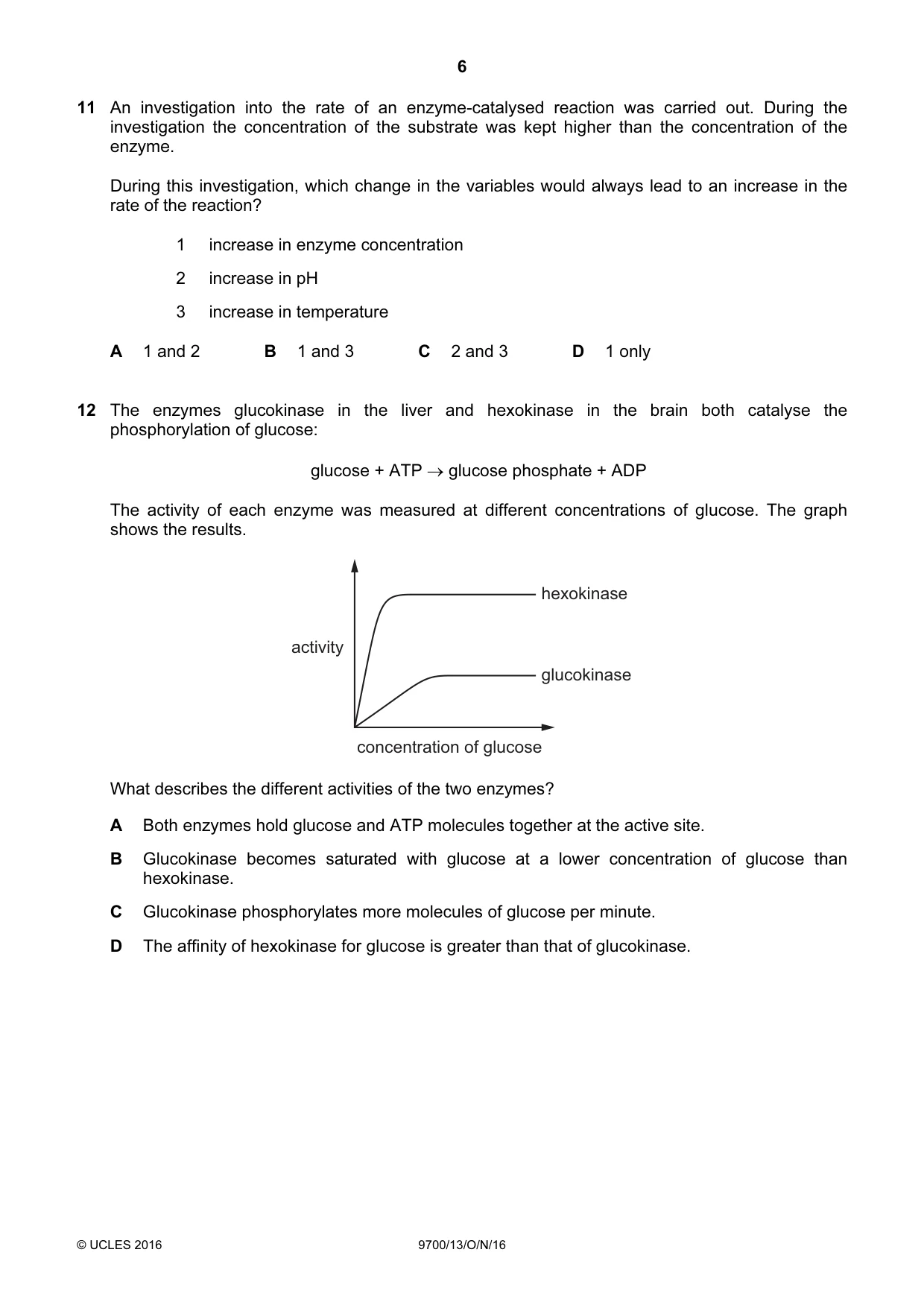 Cambridge A Level Biology 9700 2016 Oct/Nov Paper 1 · Variant 3 question paper, page 6 of 20