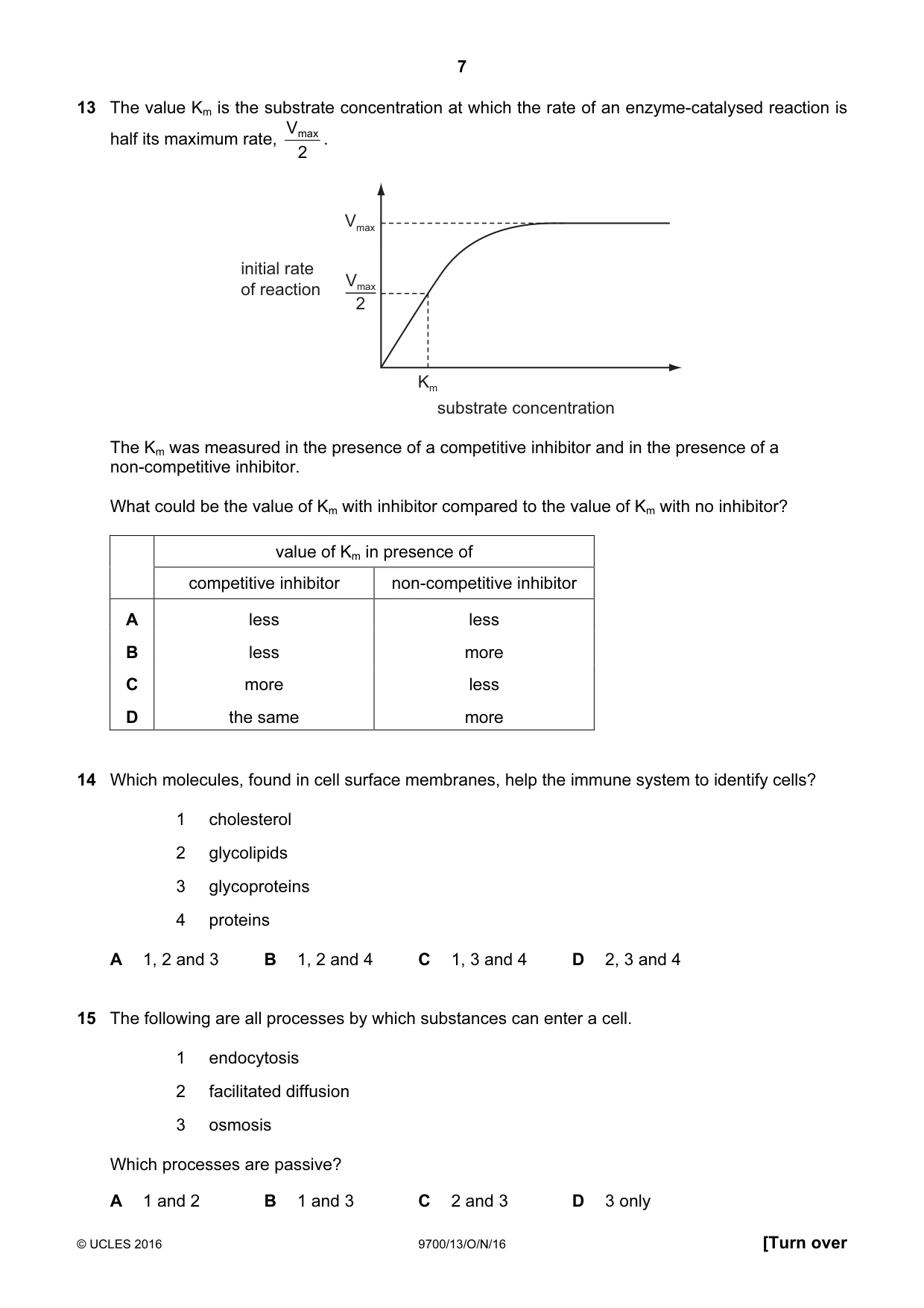 Cambridge A Level Biology 9700 2016 Oct/Nov Paper 1 · Variant 3 question paper, page 7 of 20