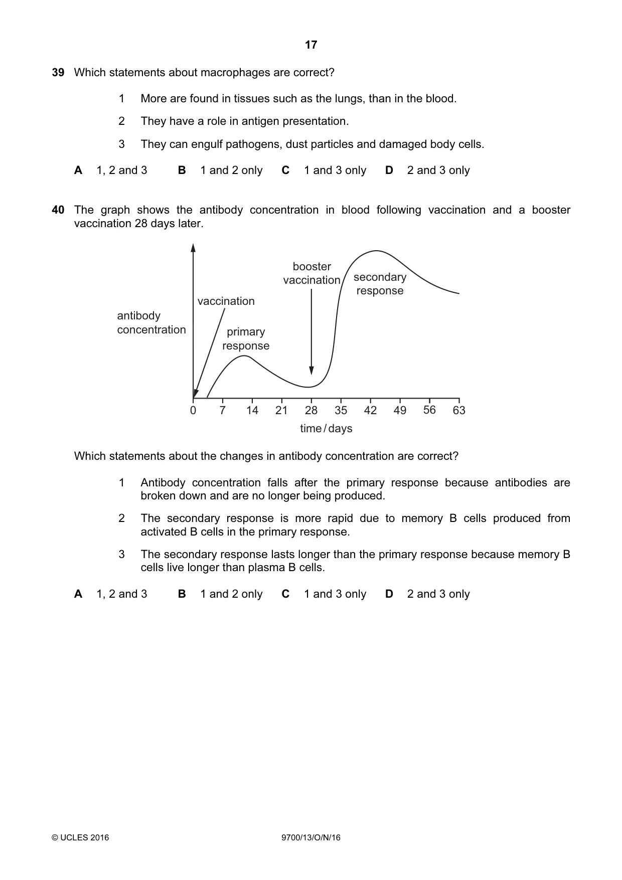 Cambridge A Level Biology 9700 2016 Oct/Nov Paper 1 · Variant 3 question paper, page 17 of 20
