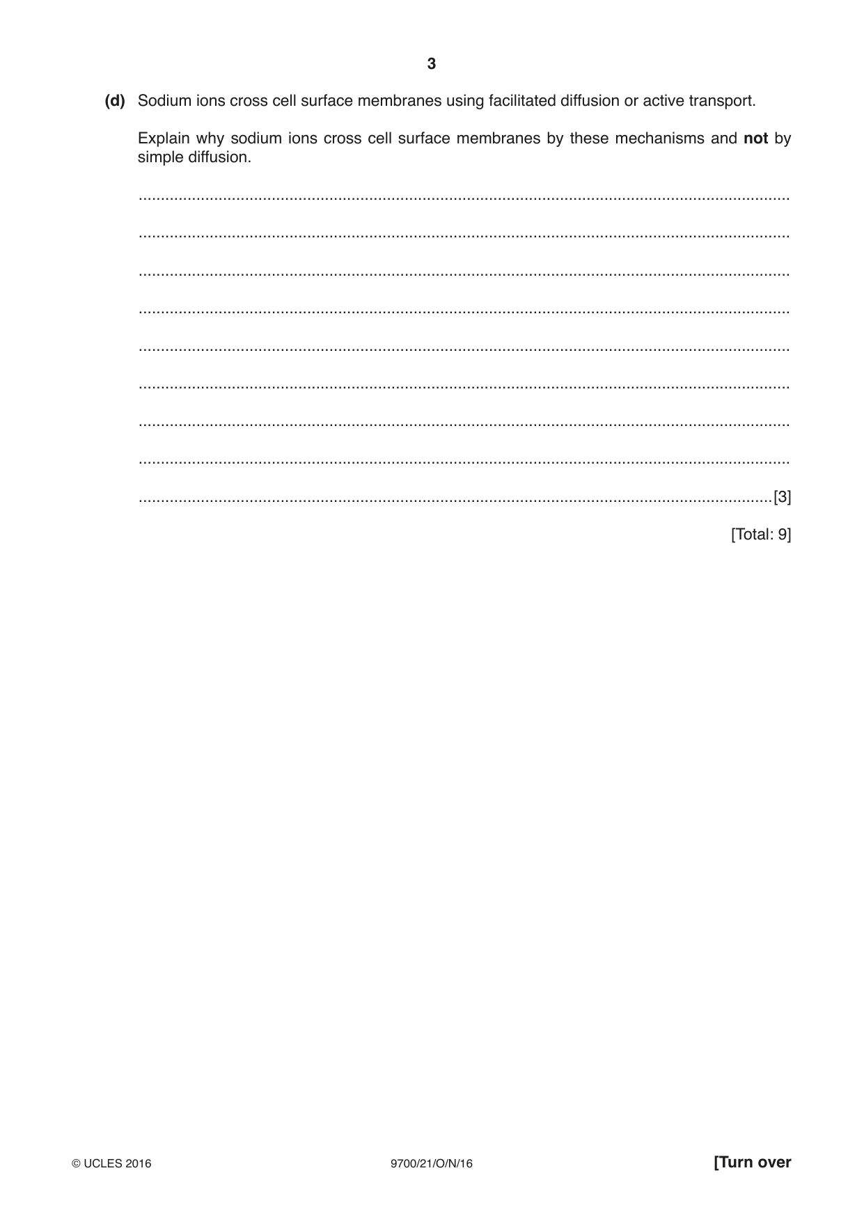 Cambridge A Level Biology 9700 2016 Oct/Nov Paper 2 · Variant 1 question paper, page 3 of 12