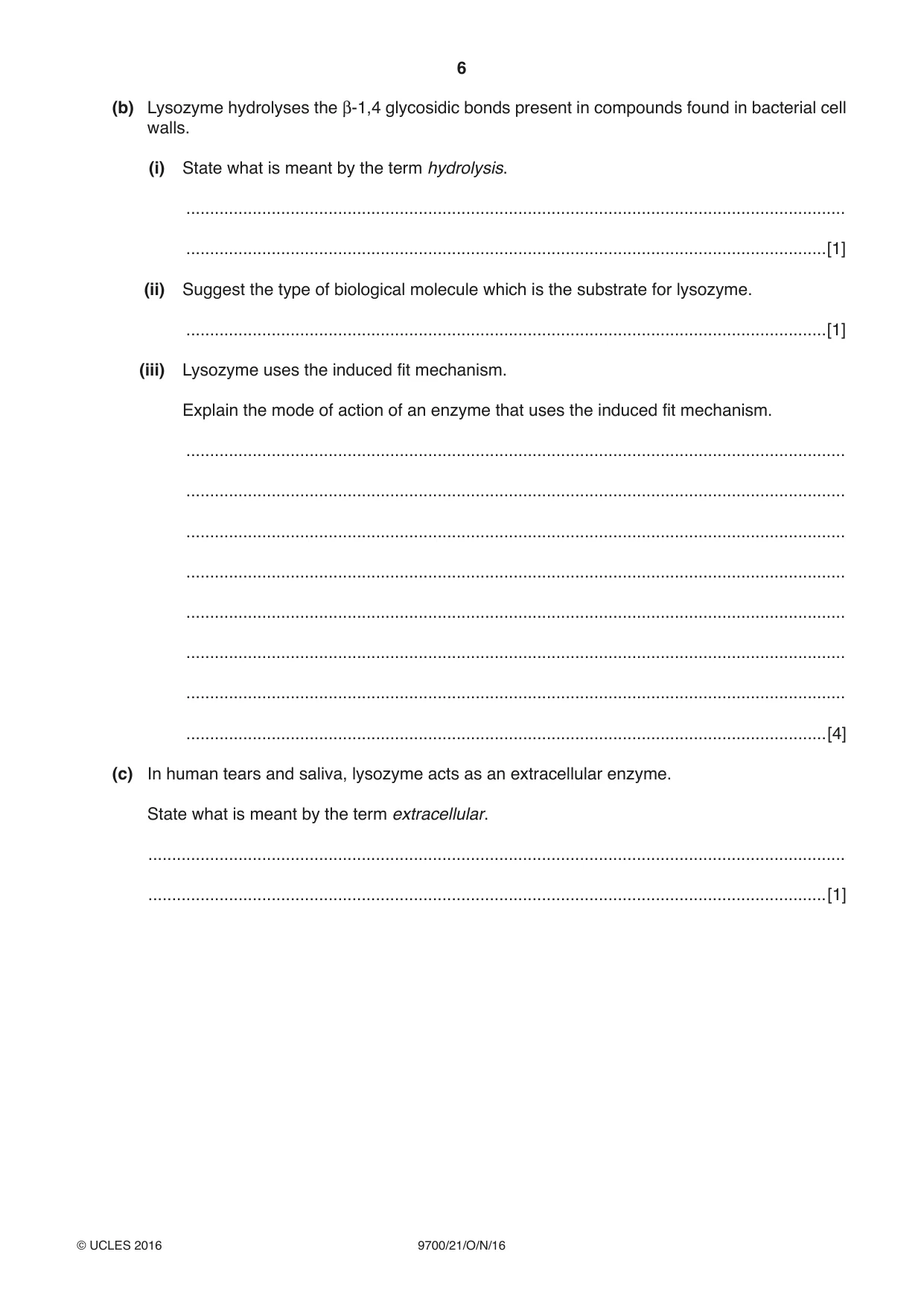 Cambridge A Level Biology 9700 2016 Oct/Nov Paper 2 · Variant 1 question paper, page 6 of 12
