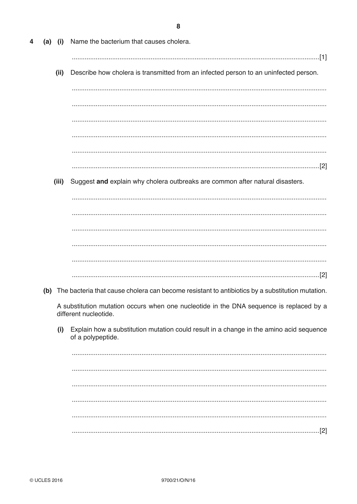 Cambridge A Level Biology 9700 2016 Oct/Nov Paper 2 · Variant 1 question paper, page 8 of 12