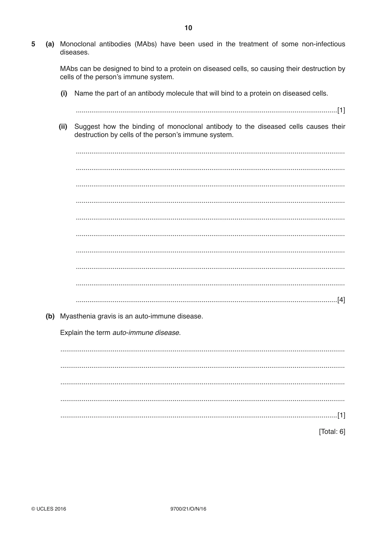 Cambridge A Level Biology 9700 2016 Oct/Nov Paper 2 · Variant 1 question paper, page 10 of 12