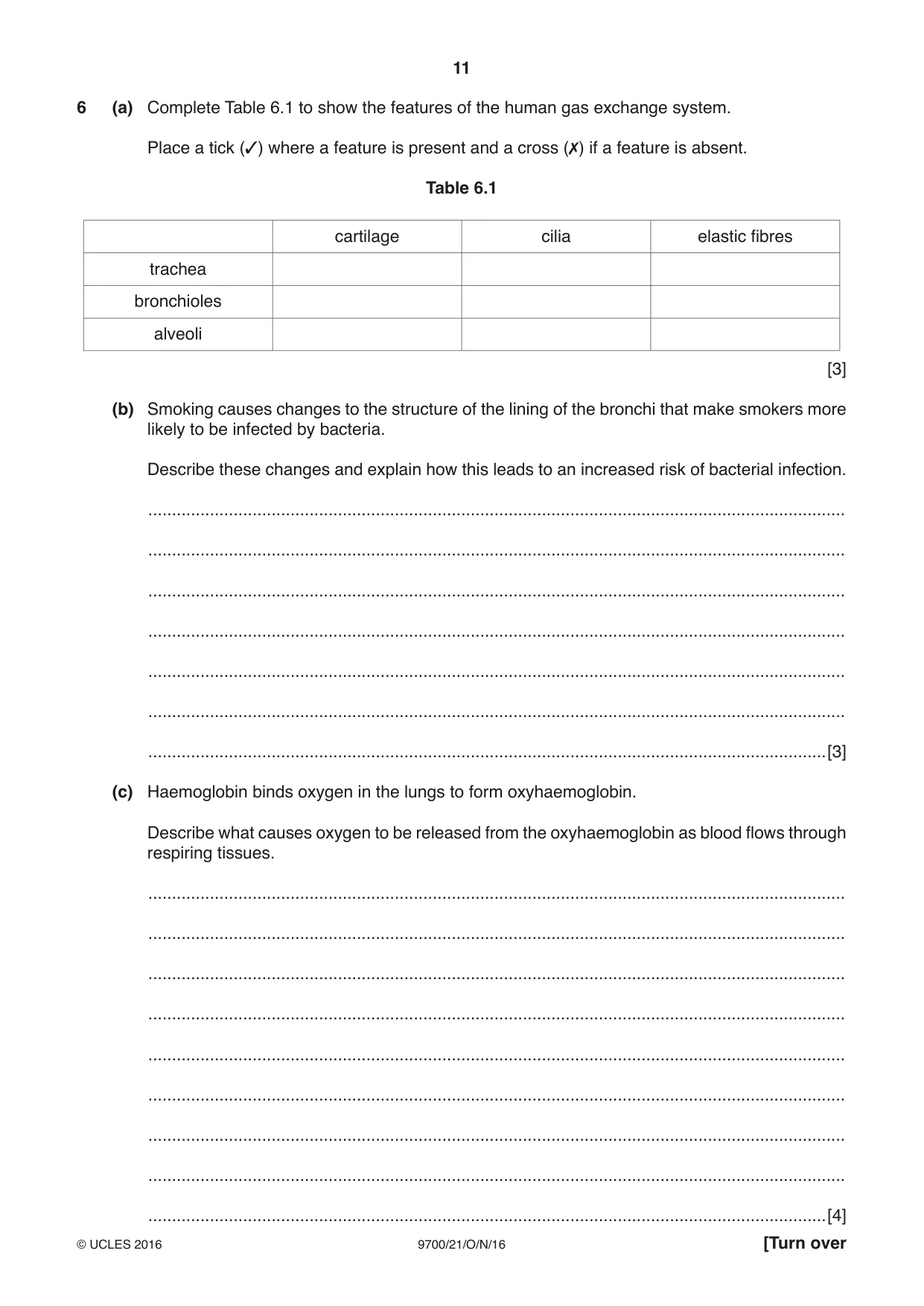 Cambridge A Level Biology 9700 2016 Oct/Nov Paper 2 · Variant 1 question paper, page 11 of 12