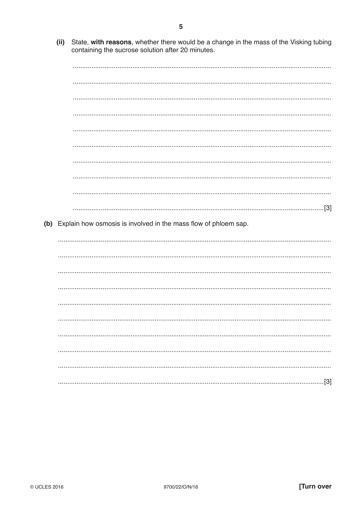 Cambridge A Level Biology 9700 2016 Oct/Nov Paper 2 · Variant 2 question paper, page 5 of 20