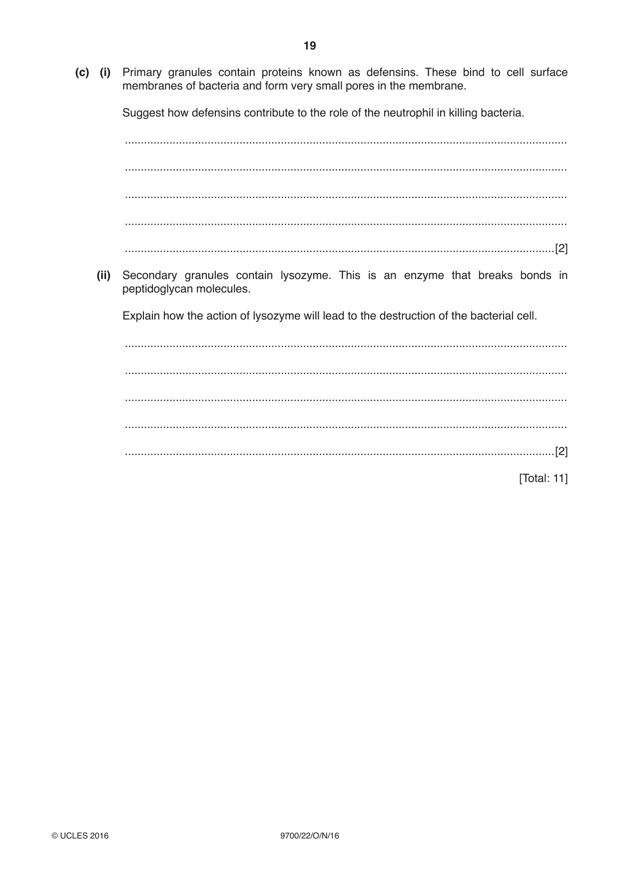 Cambridge A Level Biology 9700 2016 Oct/Nov Paper 2 · Variant 2 question paper, page 19 of 20