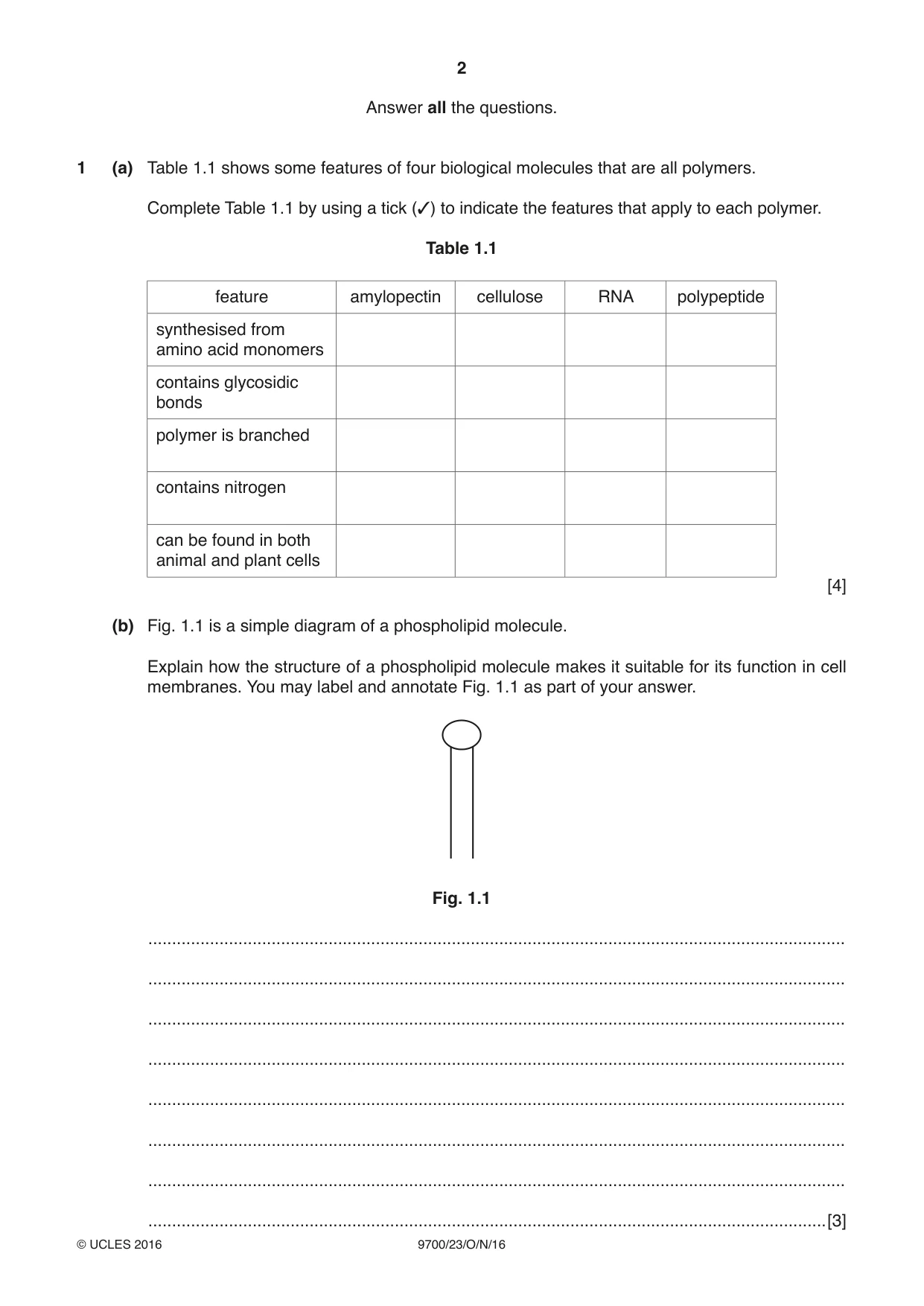 Cambridge A Level Biology 9700 2016 Oct/Nov Paper 2 · Variant 3 question paper, page 2 of 16
