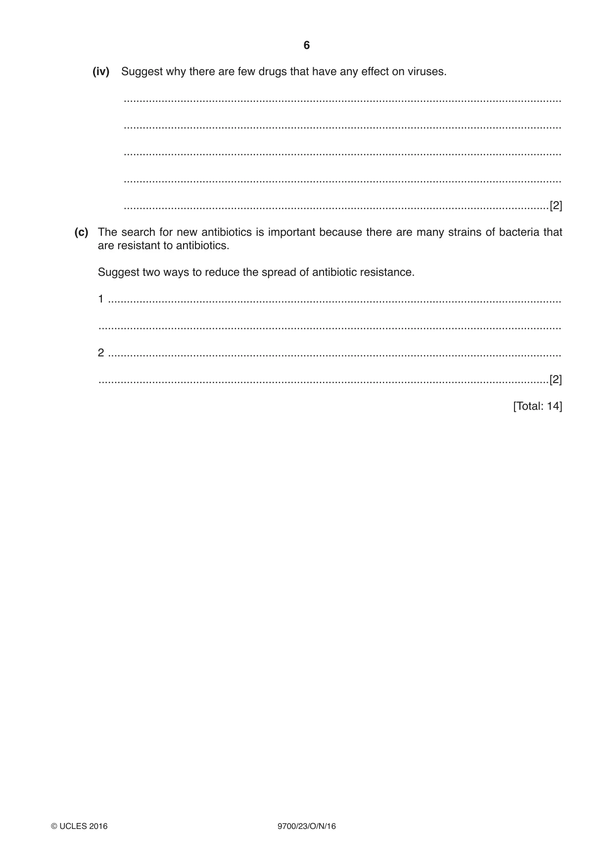 Cambridge A Level Biology 9700 2016 Oct/Nov Paper 2 · Variant 3 question paper, page 6 of 16