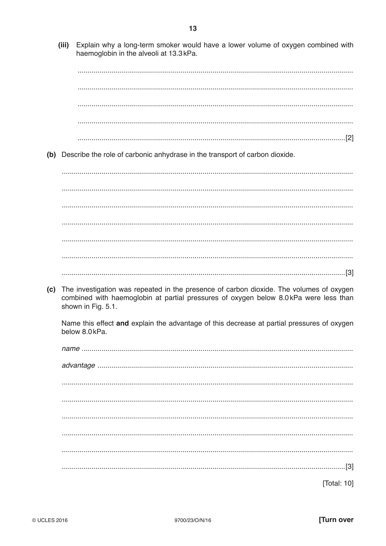 Cambridge A Level Biology 9700 2016 Oct/Nov Paper 2 · Variant 3 question paper, page 13 of 16
