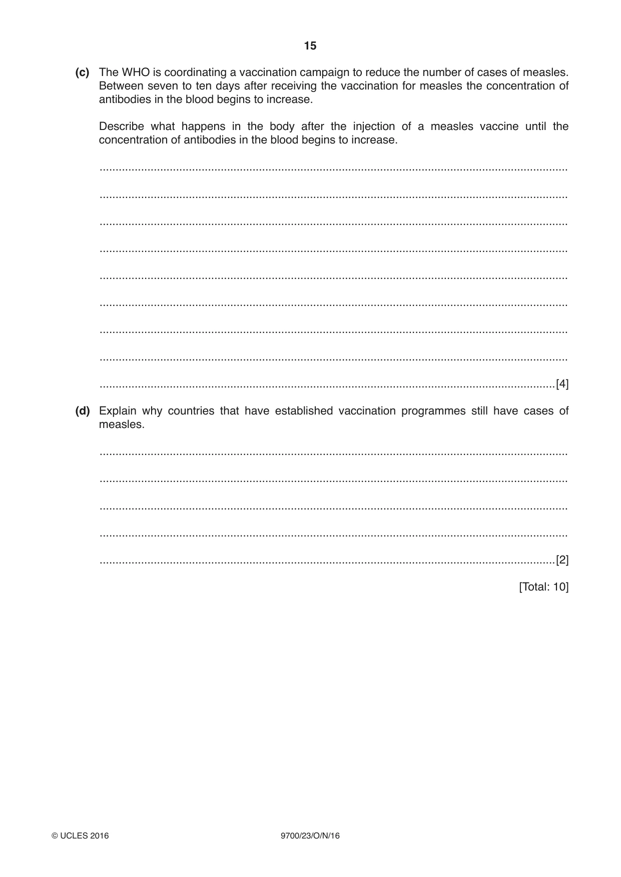Cambridge A Level Biology 9700 2016 Oct/Nov Paper 2 · Variant 3 question paper, page 15 of 16