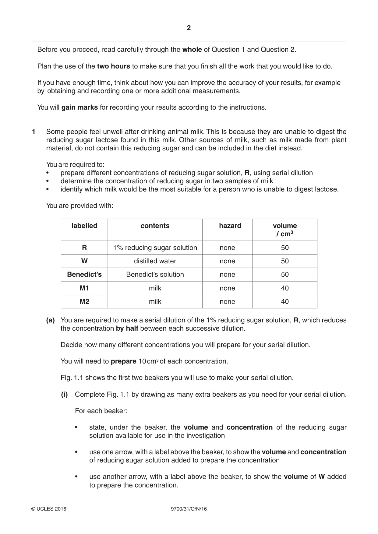 Cambridge A Level Biology 9700 2016 Oct/Nov Paper 3 · Variant 1 question paper, page 2 of 16