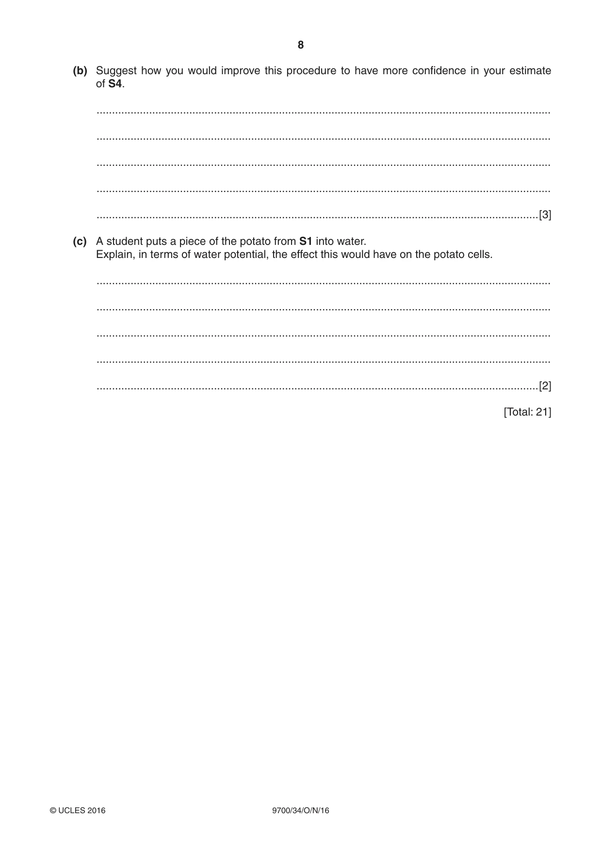 Cambridge A Level Biology 9700 2016 Oct/Nov Paper 3 · Variant 4 question paper, page 8 of 16