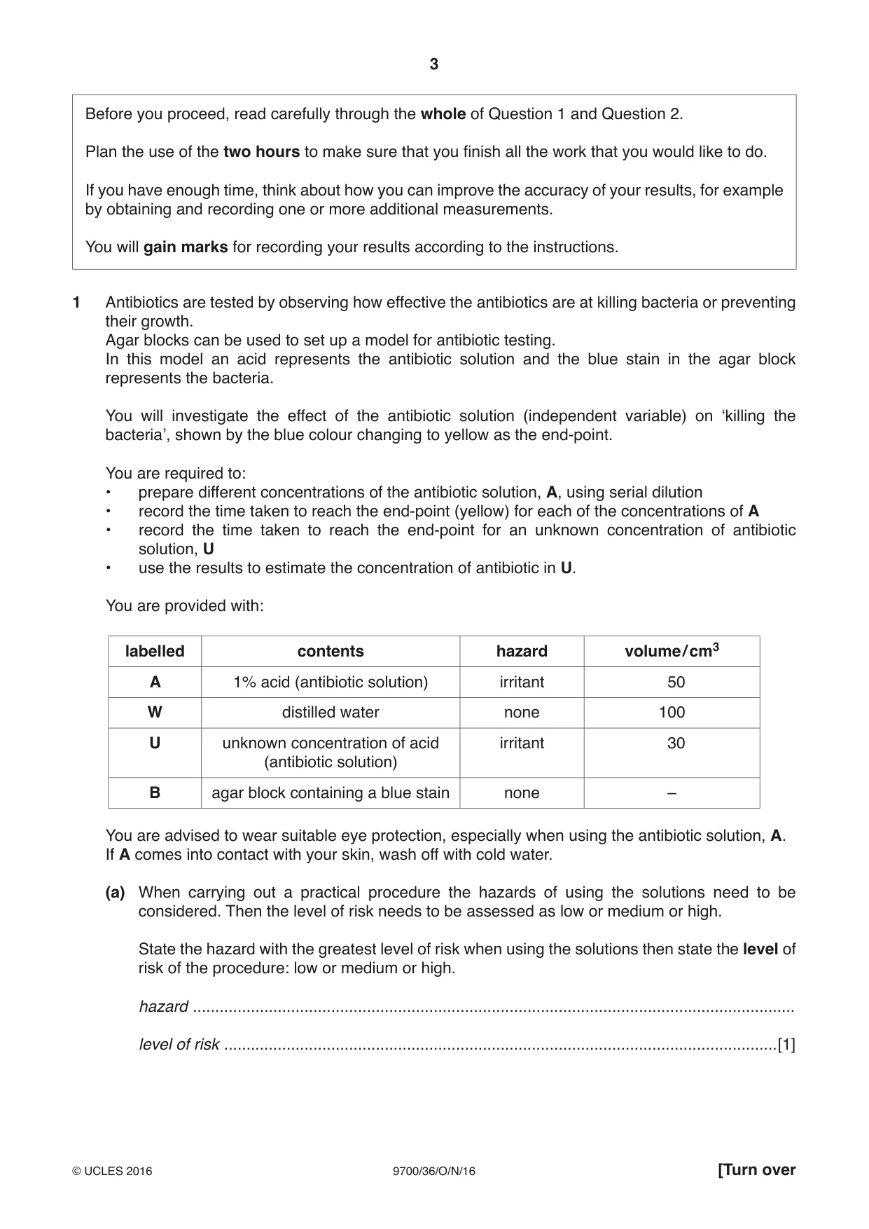 Cambridge A Level Biology 9700 2016 Oct/Nov Paper 3 · Variant 6 question paper, page 3 of 16