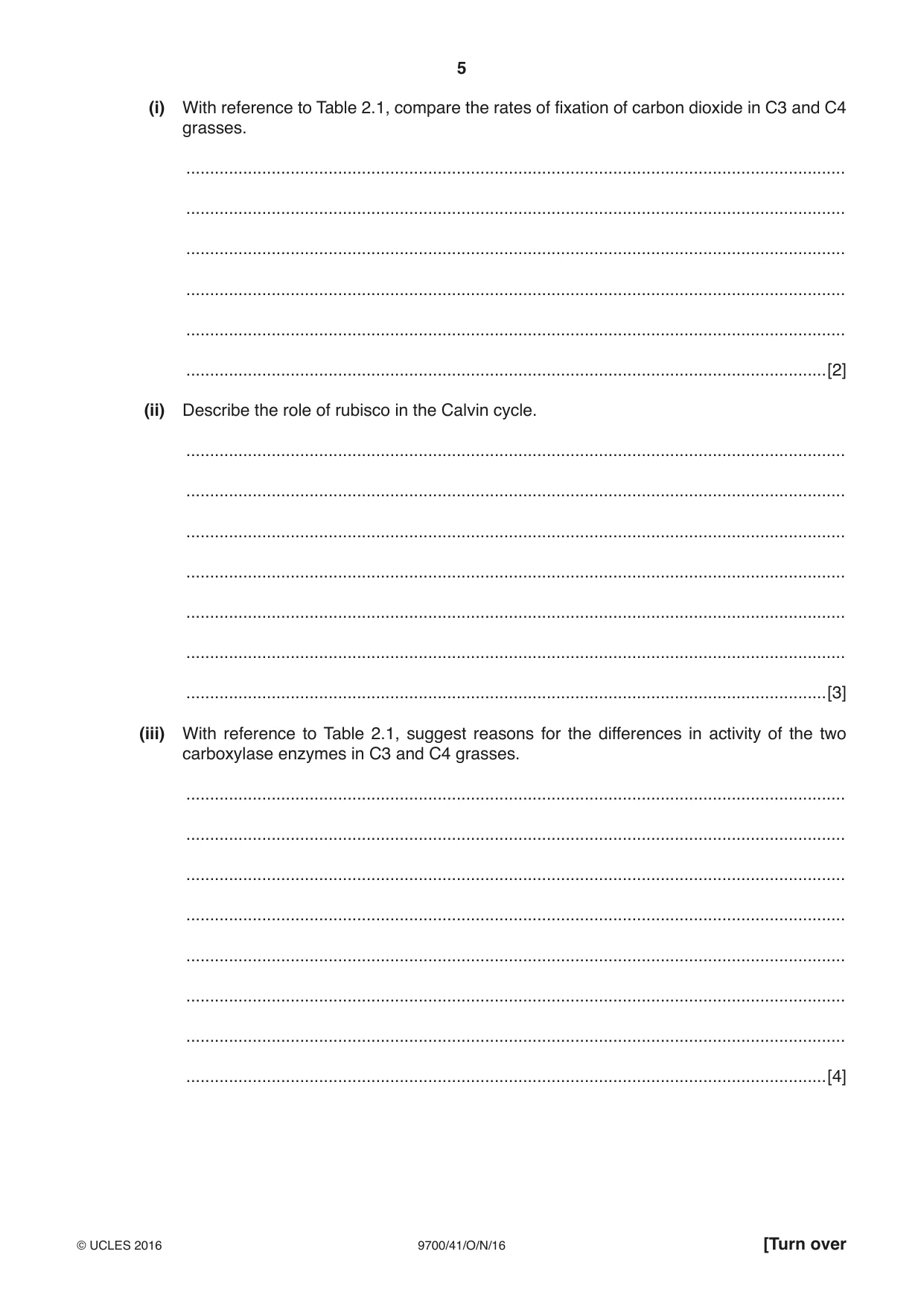 Cambridge A Level Biology 9700 2016 Oct/Nov Paper 4 · Variant 1 question paper, page 5 of 28