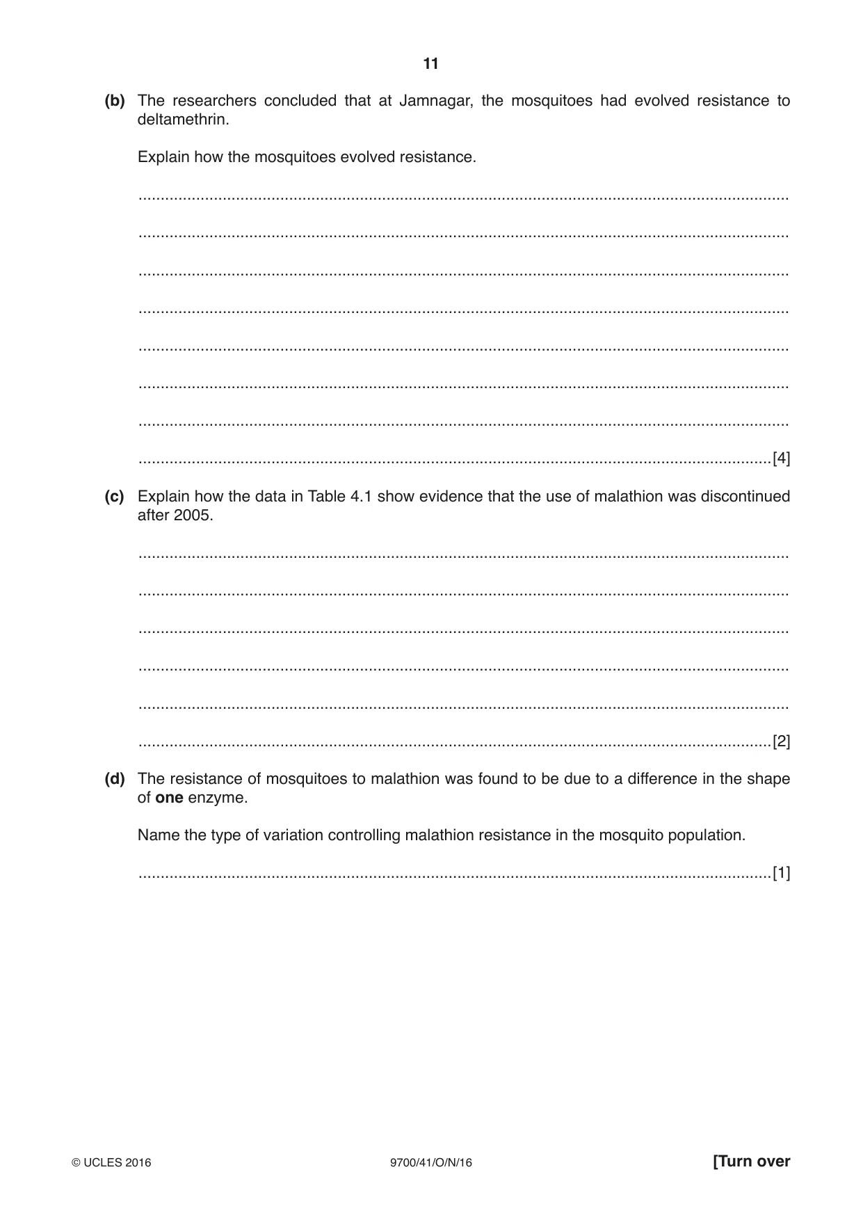 Cambridge A Level Biology 9700 2016 Oct/Nov Paper 4 · Variant 1 question paper, page 11 of 28