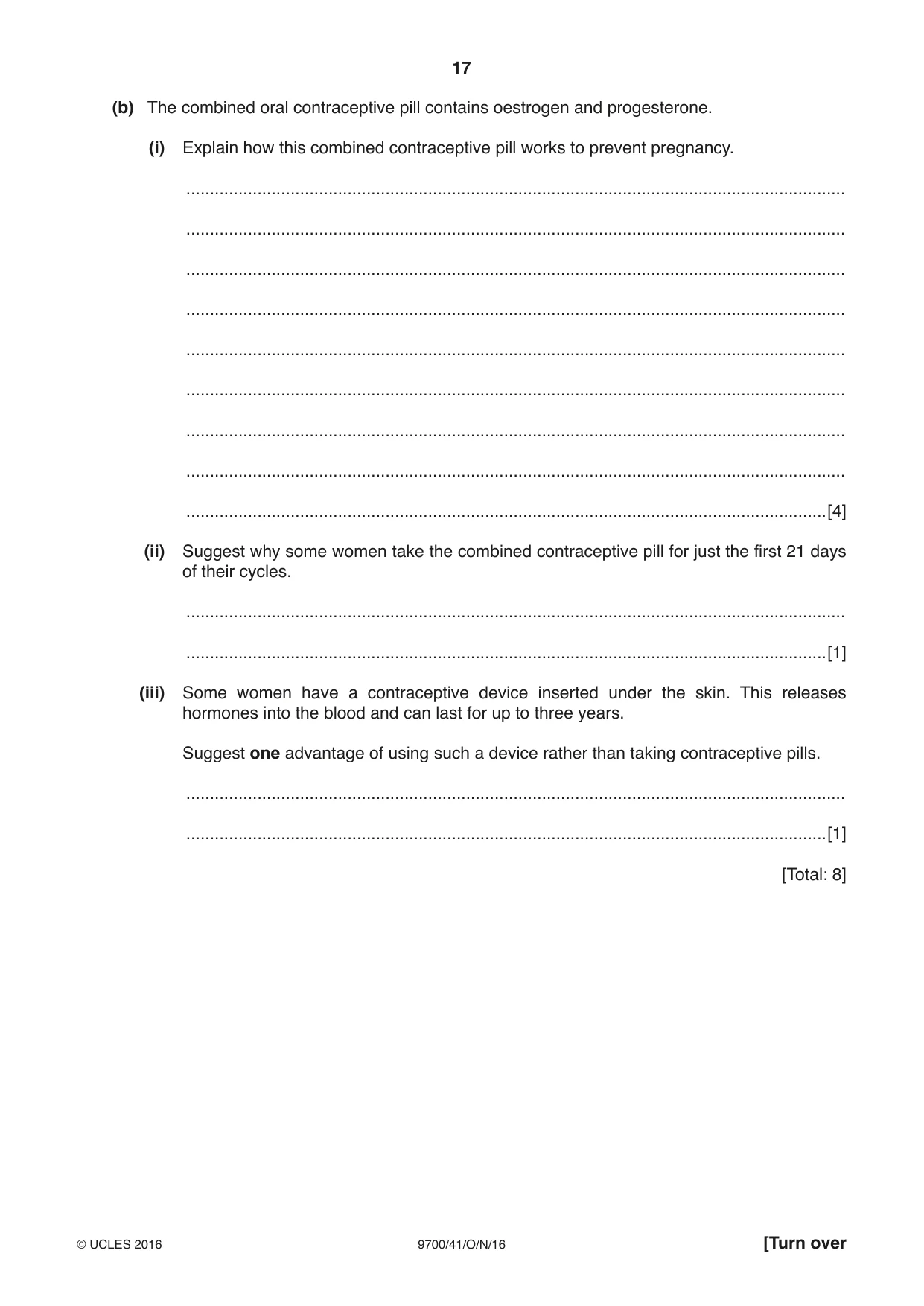 Cambridge A Level Biology 9700 2016 Oct/Nov Paper 4 · Variant 1 question paper, page 17 of 28