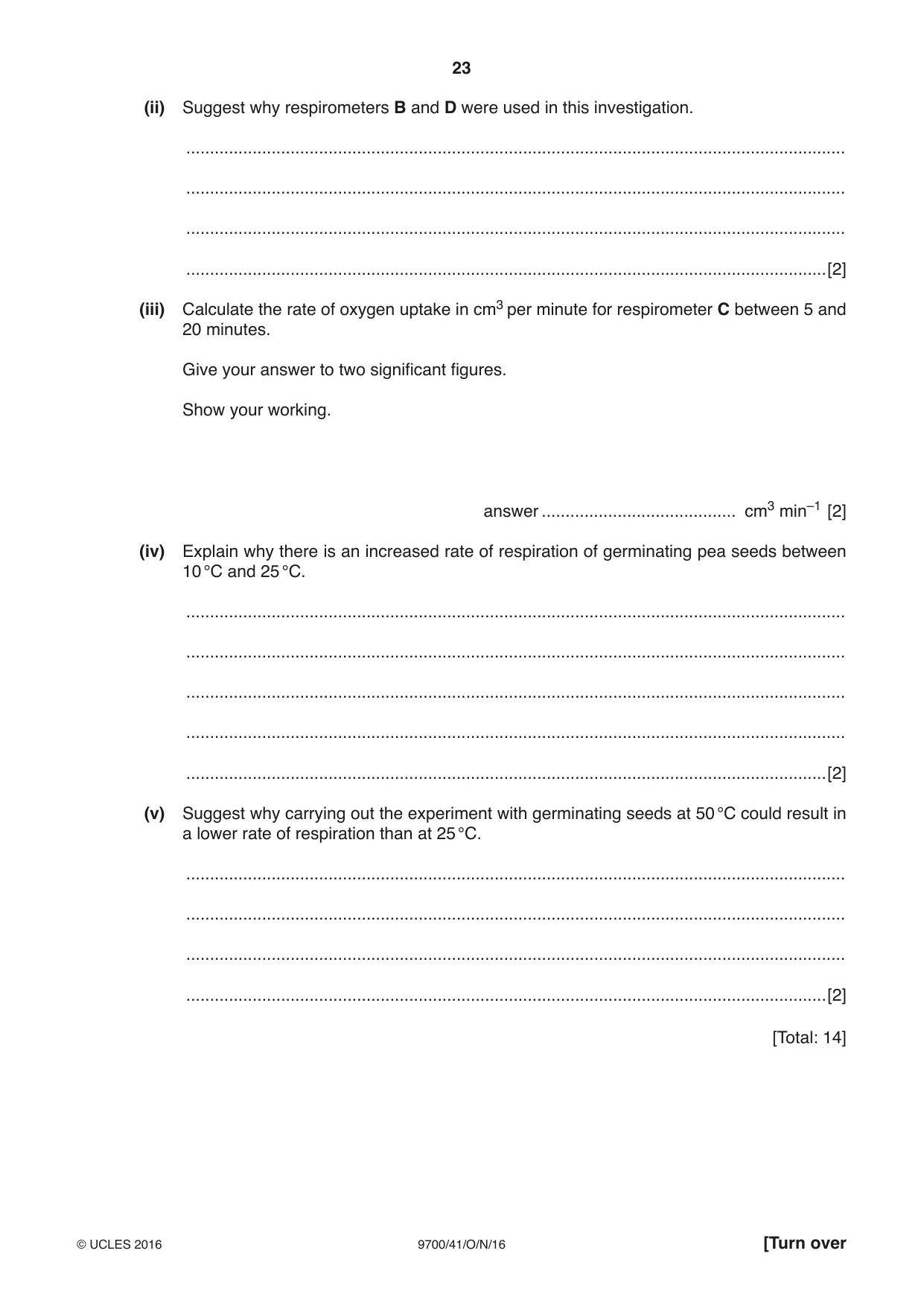 Cambridge A Level Biology 9700 2016 Oct/Nov Paper 4 · Variant 1 question paper, page 23 of 28
