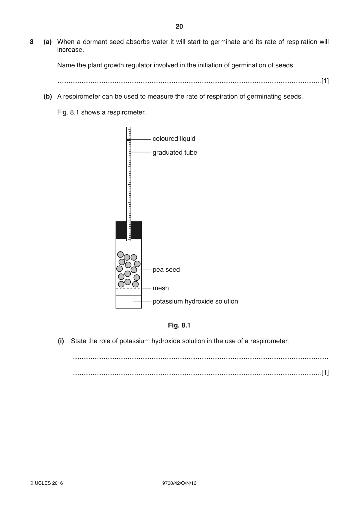 Cambridge A Level Biology 9700 2016 Oct/Nov Paper 4 · Variant 2 question paper, page 20 of 28