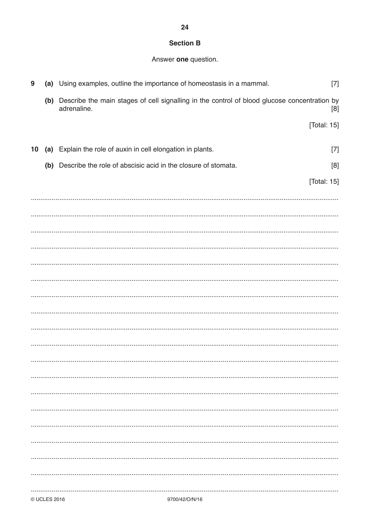 Cambridge A Level Biology 9700 2016 Oct/Nov Paper 4 · Variant 2 question paper, page 24 of 28