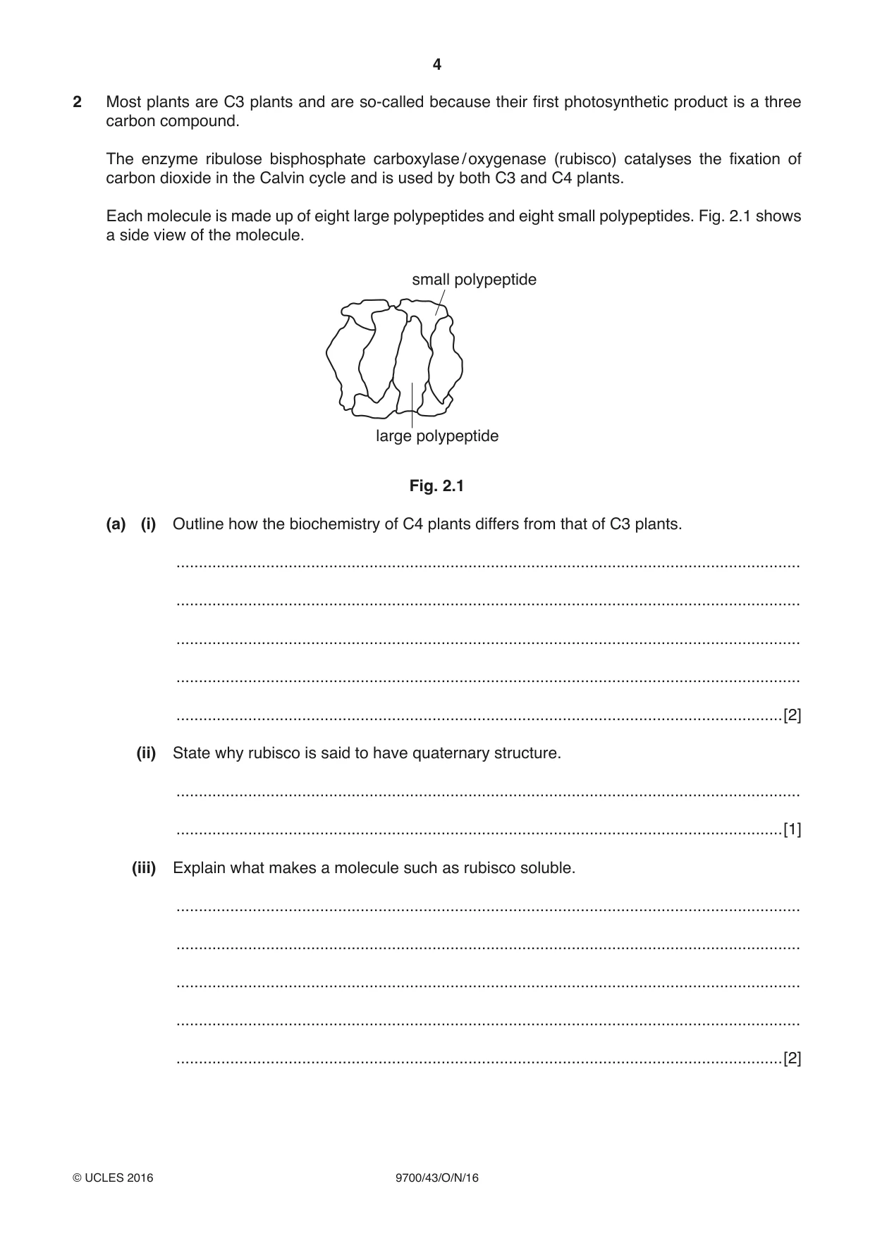 Cambridge A Level Biology 9700 2016 Oct/Nov Paper 4 · Variant 3 question paper, page 4 of 24