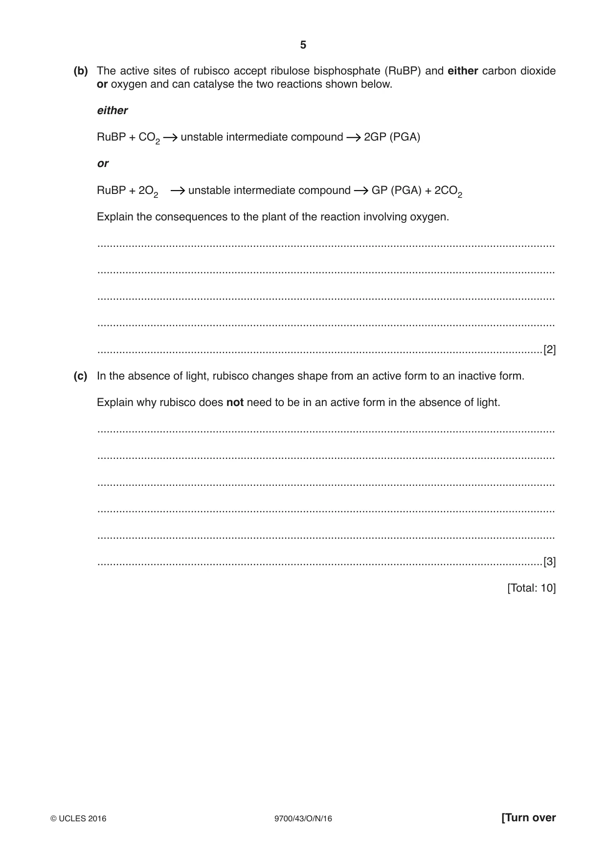 Cambridge A Level Biology 9700 2016 Oct/Nov Paper 4 · Variant 3 question paper, page 5 of 24