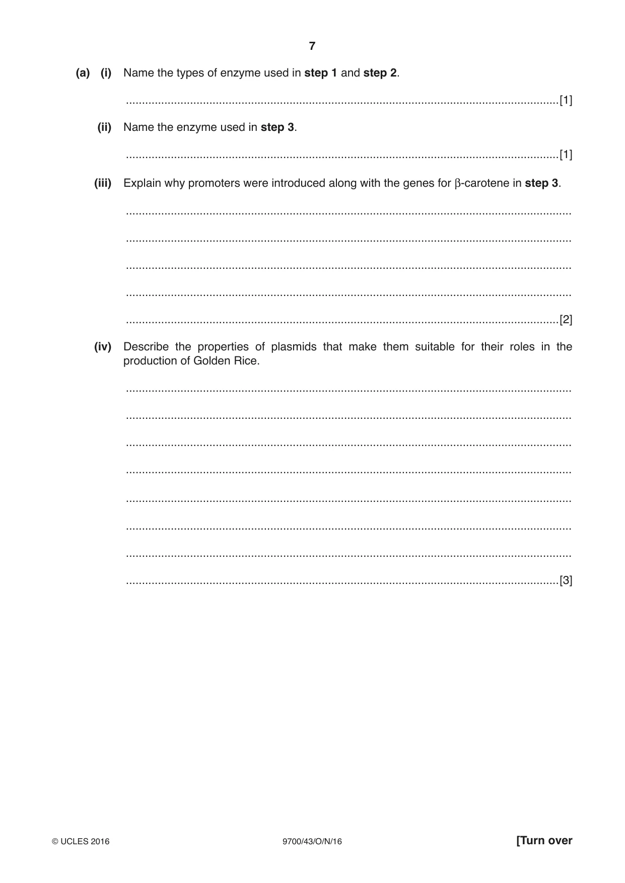 Cambridge A Level Biology 9700 2016 Oct/Nov Paper 4 · Variant 3 question paper, page 7 of 24