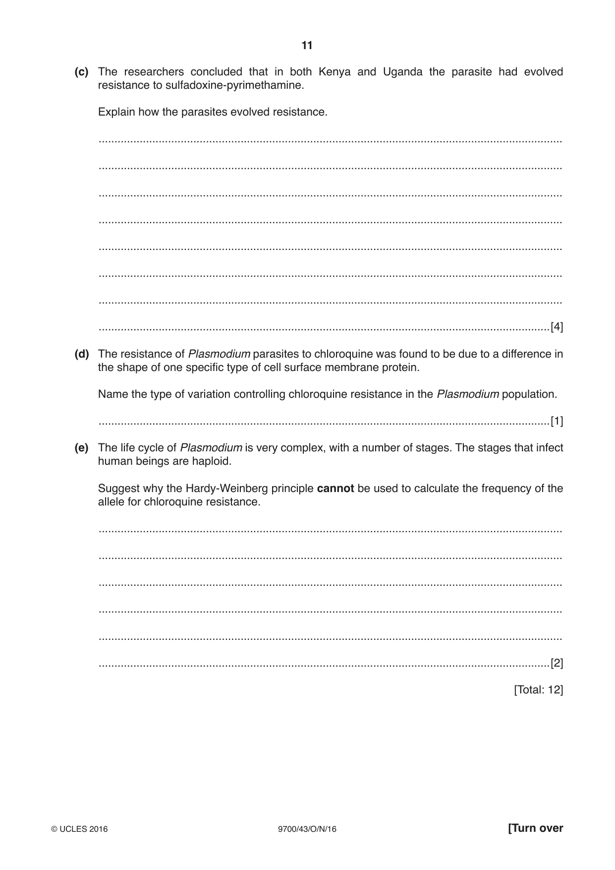 Cambridge A Level Biology 9700 2016 Oct/Nov Paper 4 · Variant 3 question paper, page 11 of 24