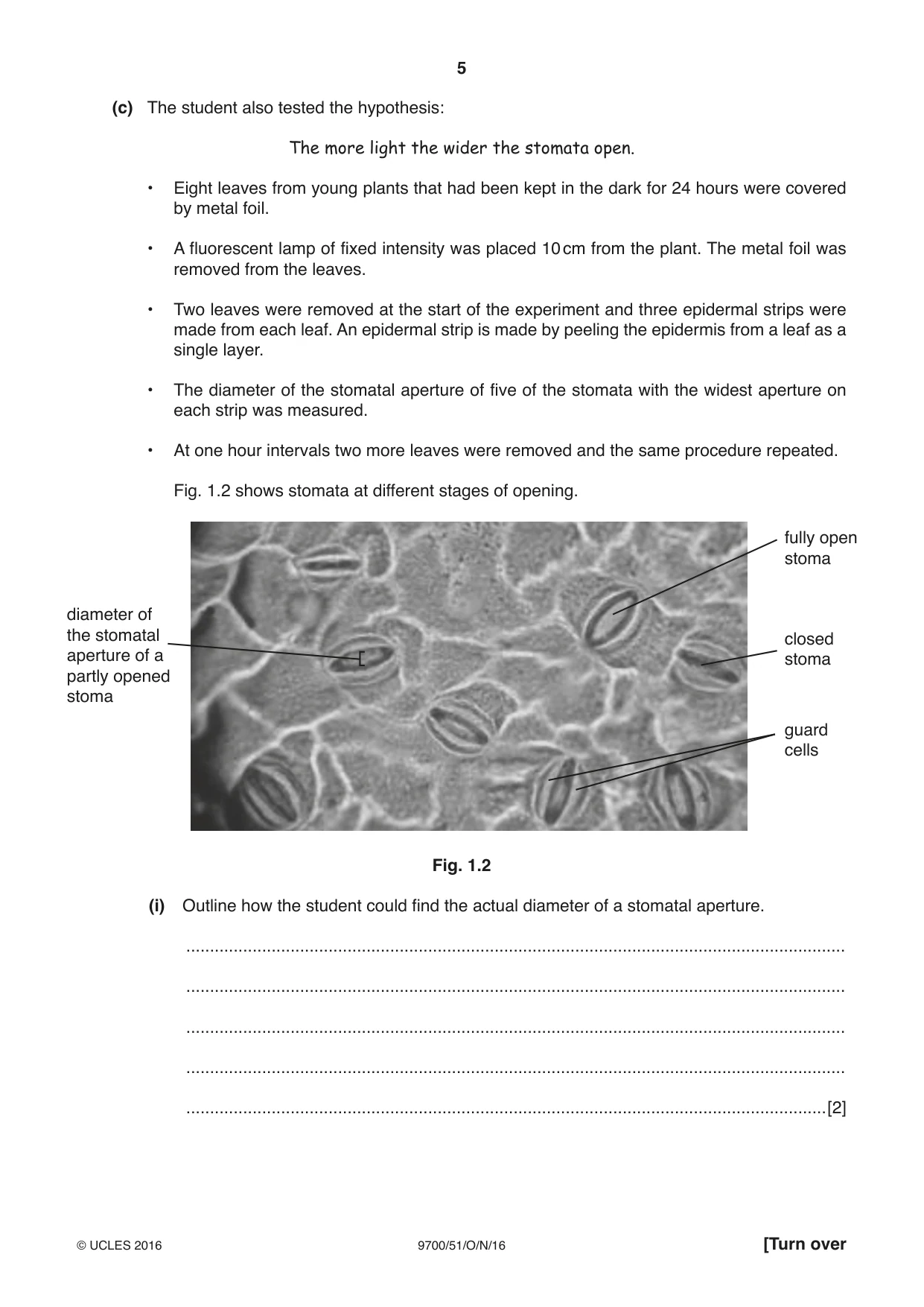 Cambridge A Level Biology 9700 2016 Oct/Nov Paper 5 · Variant 1 question paper, page 5 of 12
