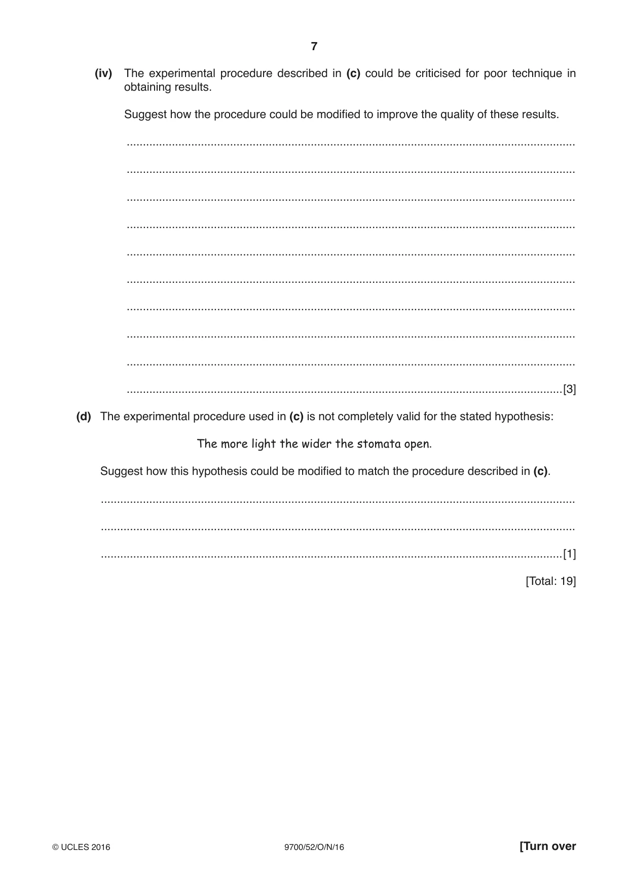 Cambridge A Level Biology 9700 2016 Oct/Nov Paper 5 · Variant 2 question paper, page 7 of 12