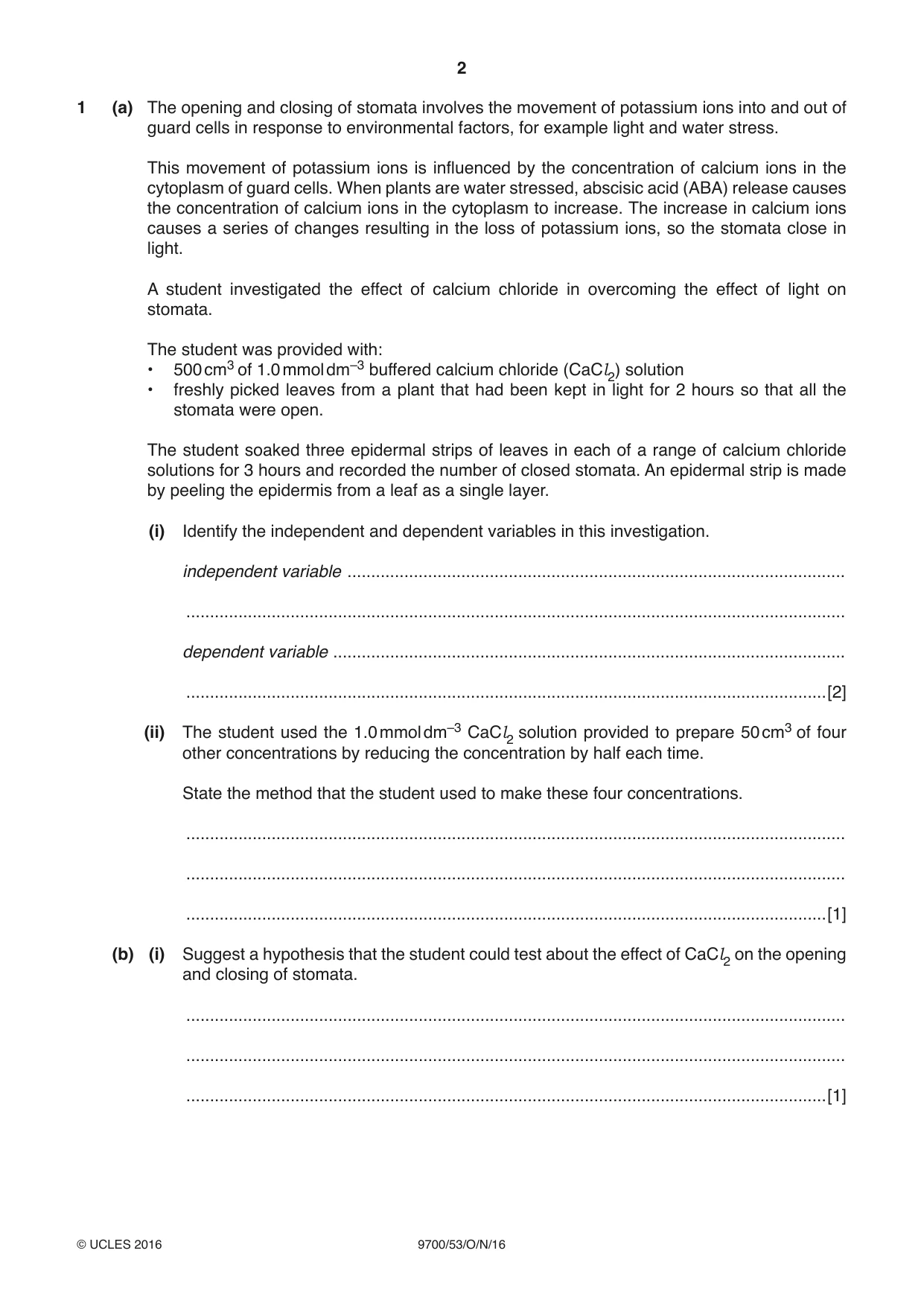Cambridge A Level Biology 9700 2016 Oct/Nov Paper 5 · Variant 3 question paper, page 2 of 12