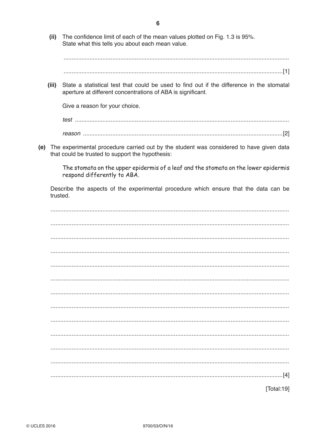 Cambridge A Level Biology 9700 2016 Oct/Nov Paper 5 · Variant 3 question paper, page 6 of 12