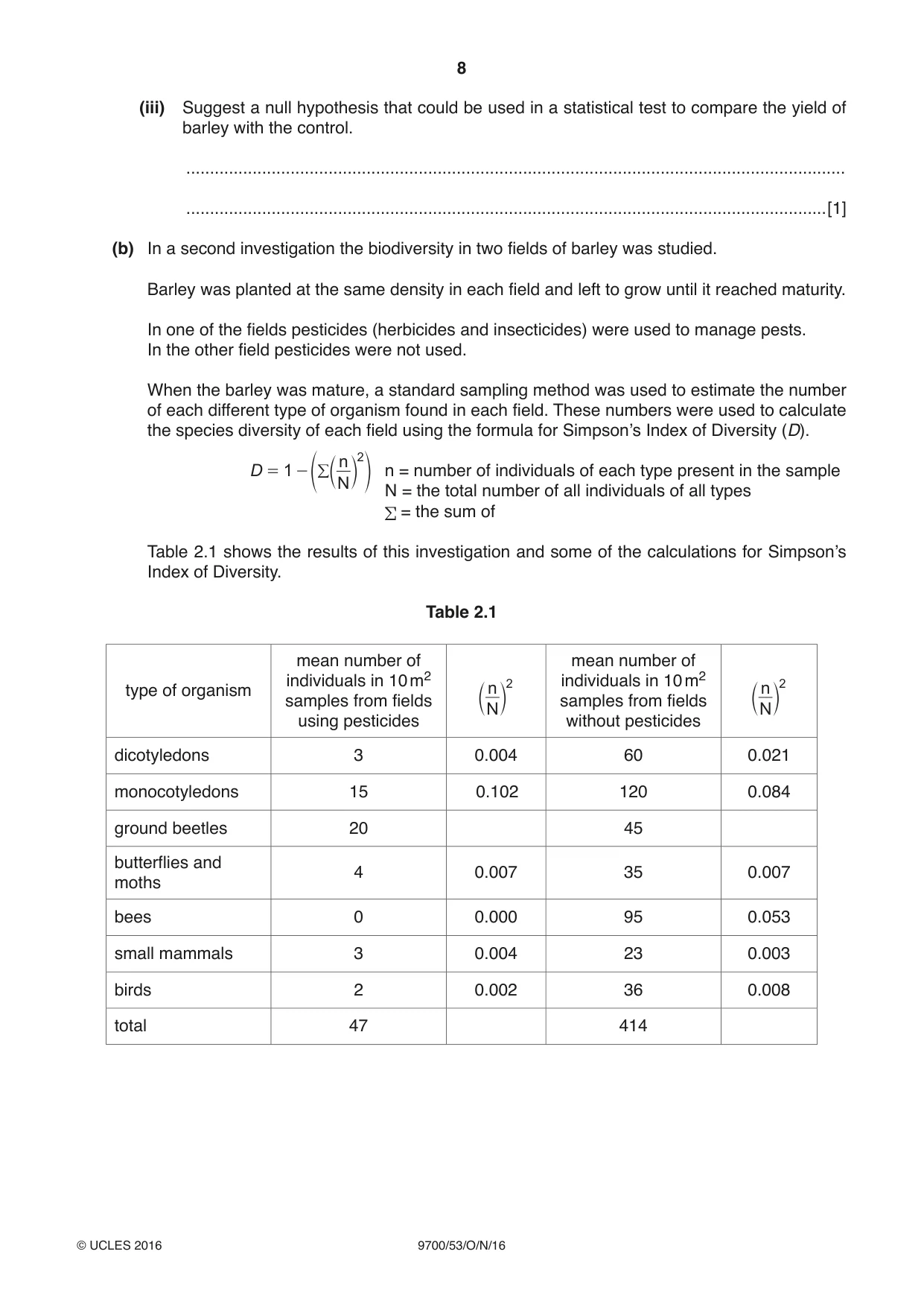 Cambridge A Level Biology 9700 2016 Oct/Nov Paper 5 · Variant 3 question paper, page 8 of 12