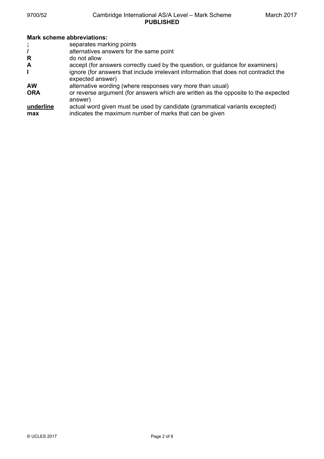 Mark scheme, page 2 of 8