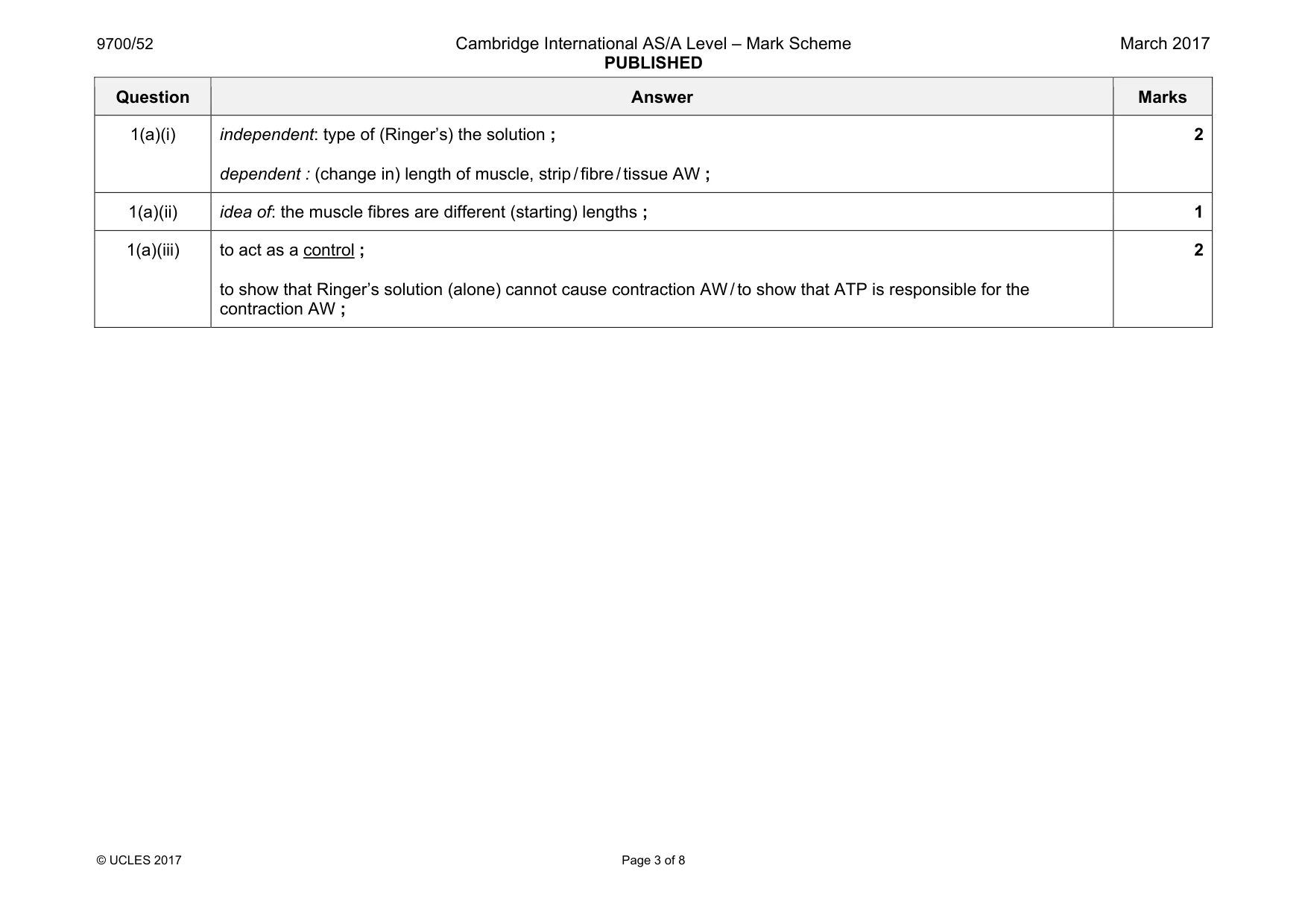 Mark scheme, page 3 of 8