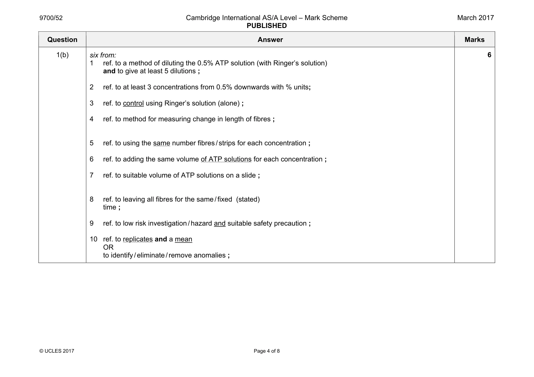 Mark scheme, page 4 of 8