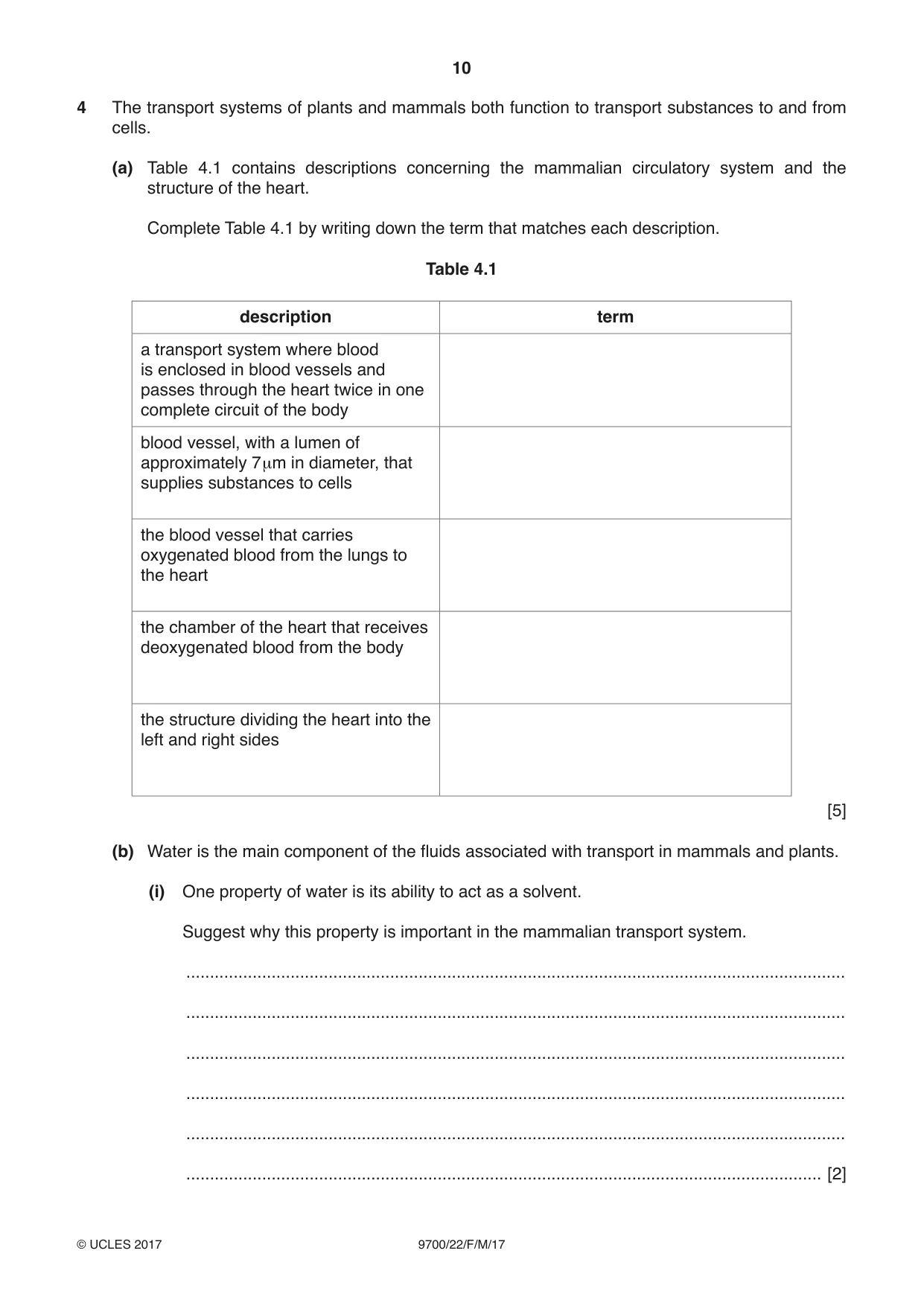 Cambridge A Level Biology 9700 2017 Feb/March Paper 2 · Variant 2 question paper, page 10 of 16