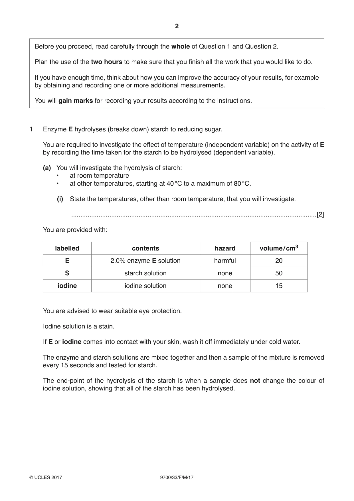 Cambridge A Level Biology 9700 2017 Feb/March Paper 3 · Variant 3 question paper, page 2 of 12