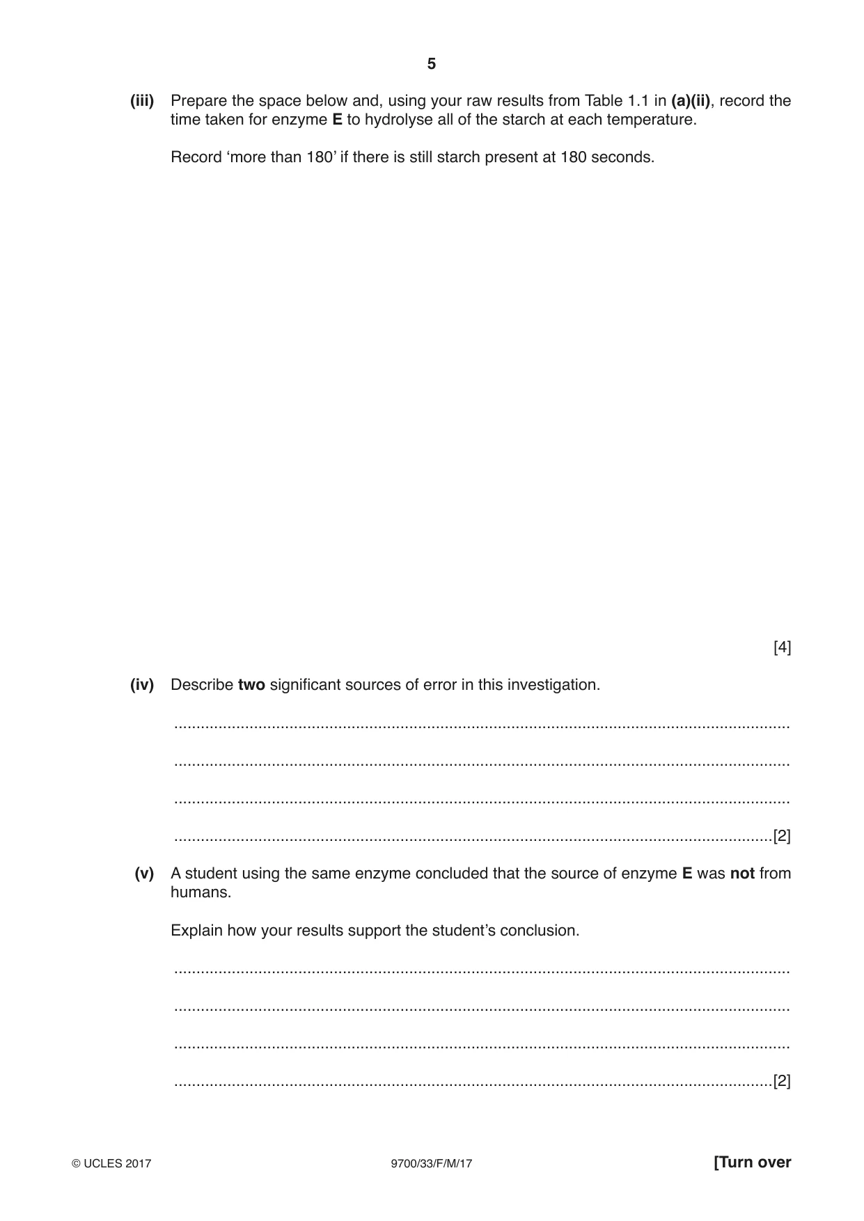 Cambridge A Level Biology 9700 2017 Feb/March Paper 3 · Variant 3 question paper, page 5 of 12