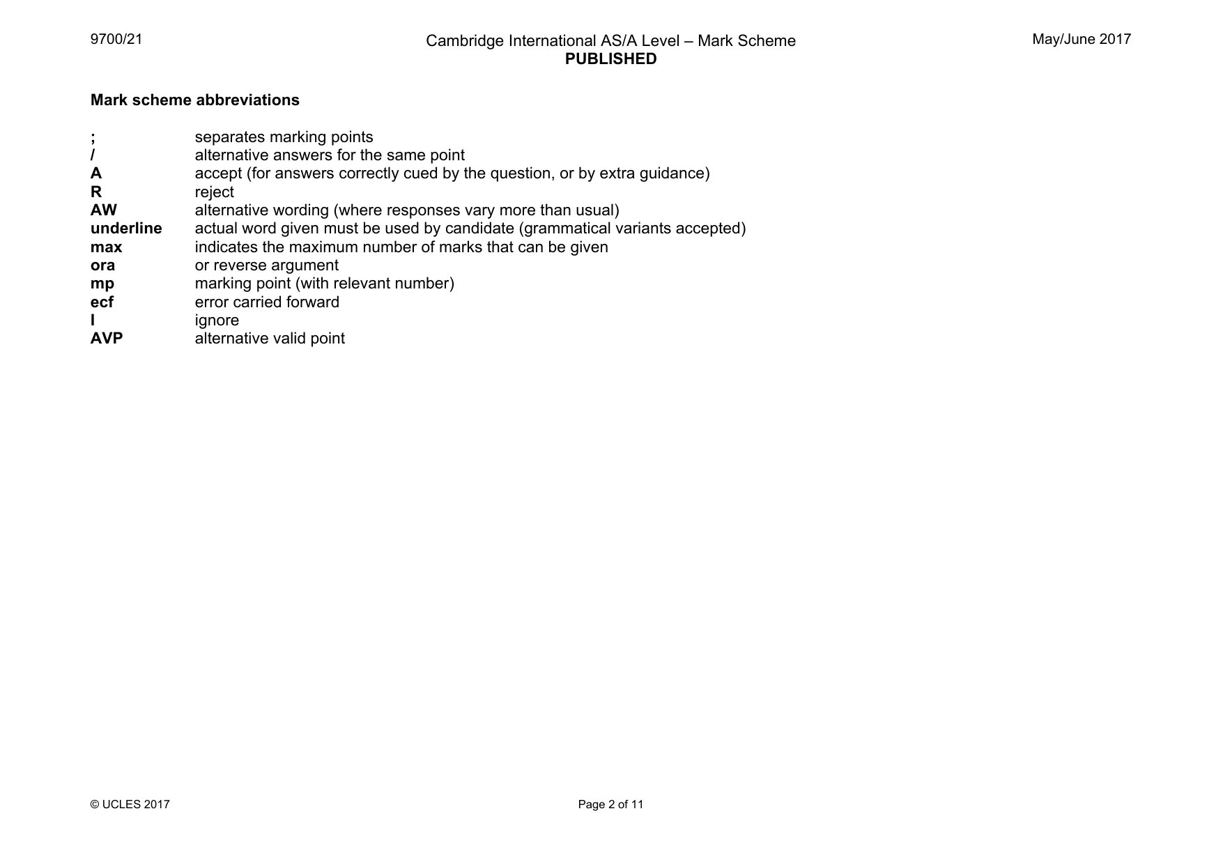 Mark scheme, page 2 of 11