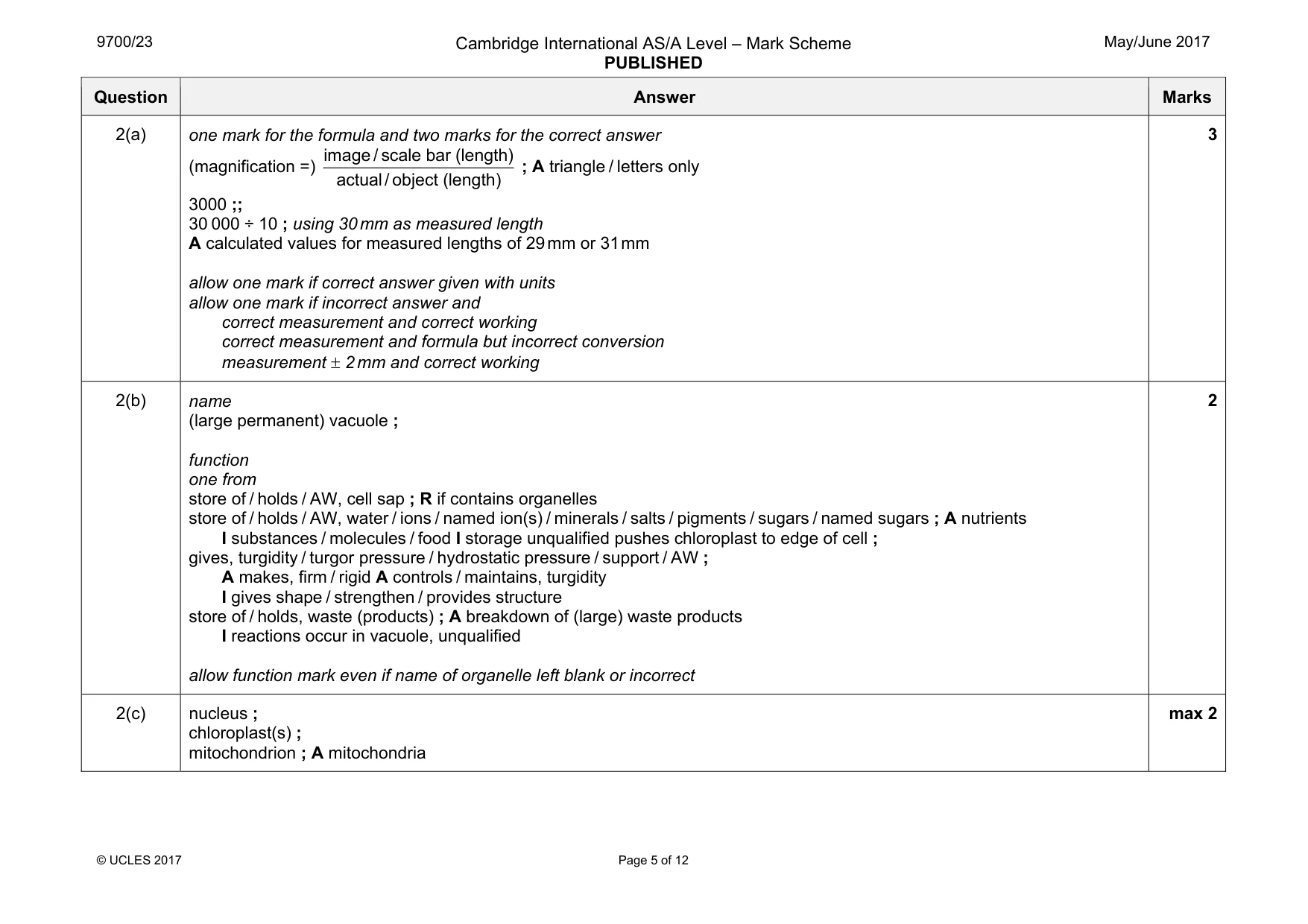 Mark scheme, page 5 of 12