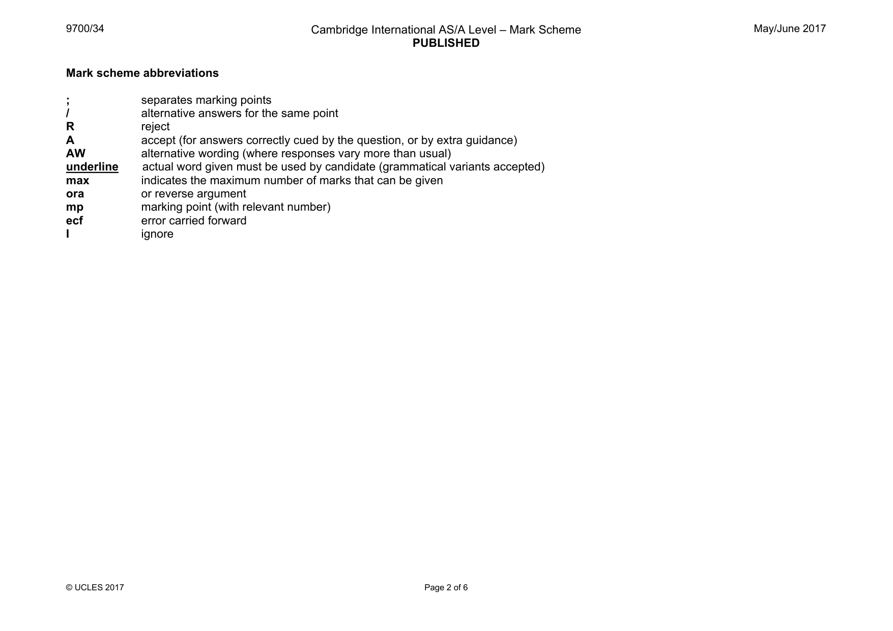 Mark scheme, page 2 of 6