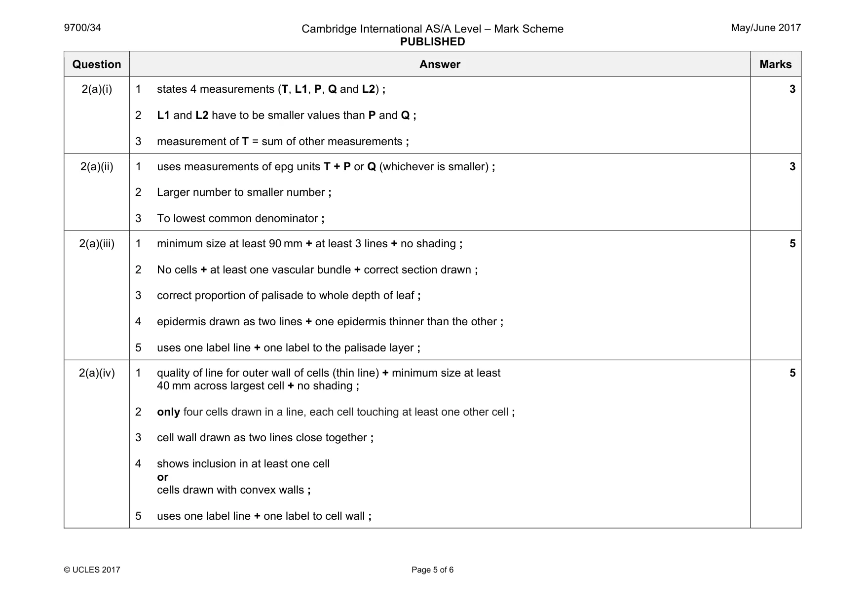 Mark scheme, page 5 of 6