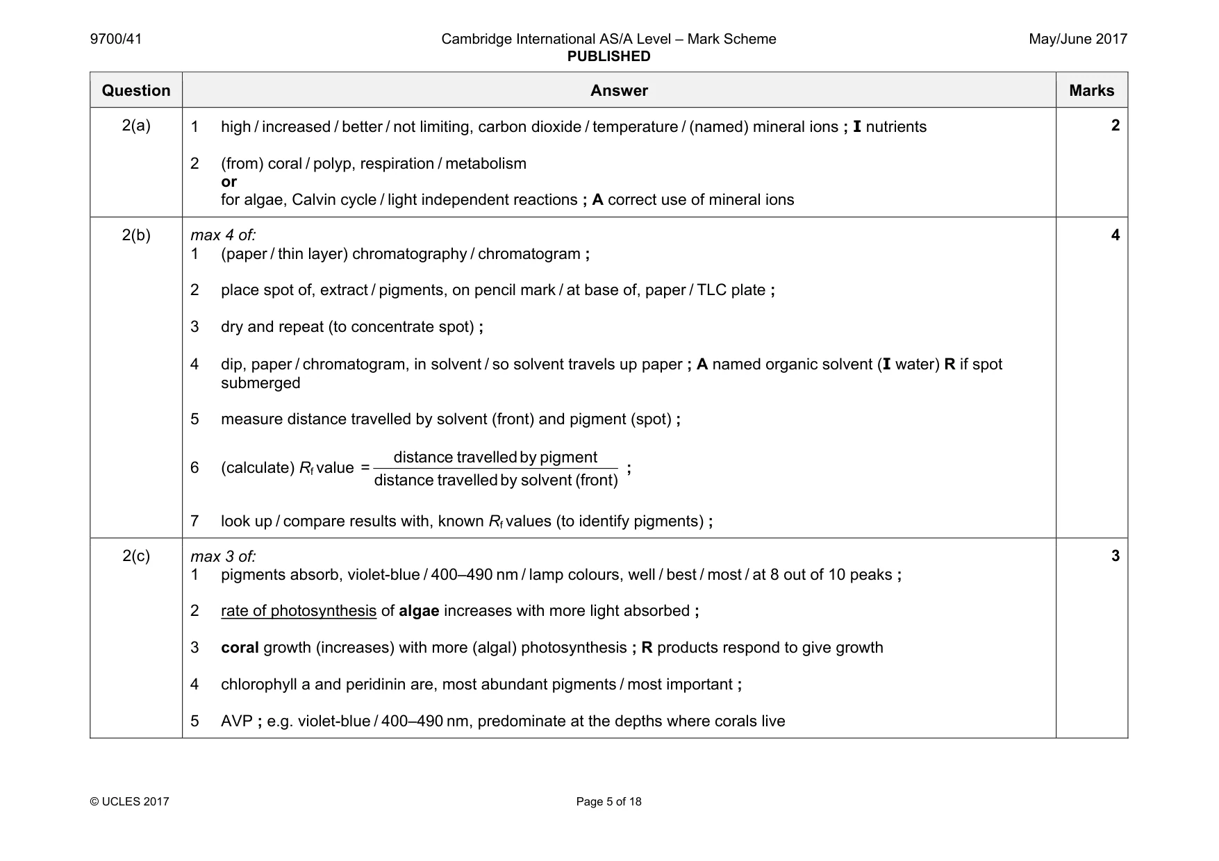 Mark scheme, page 5 of 18